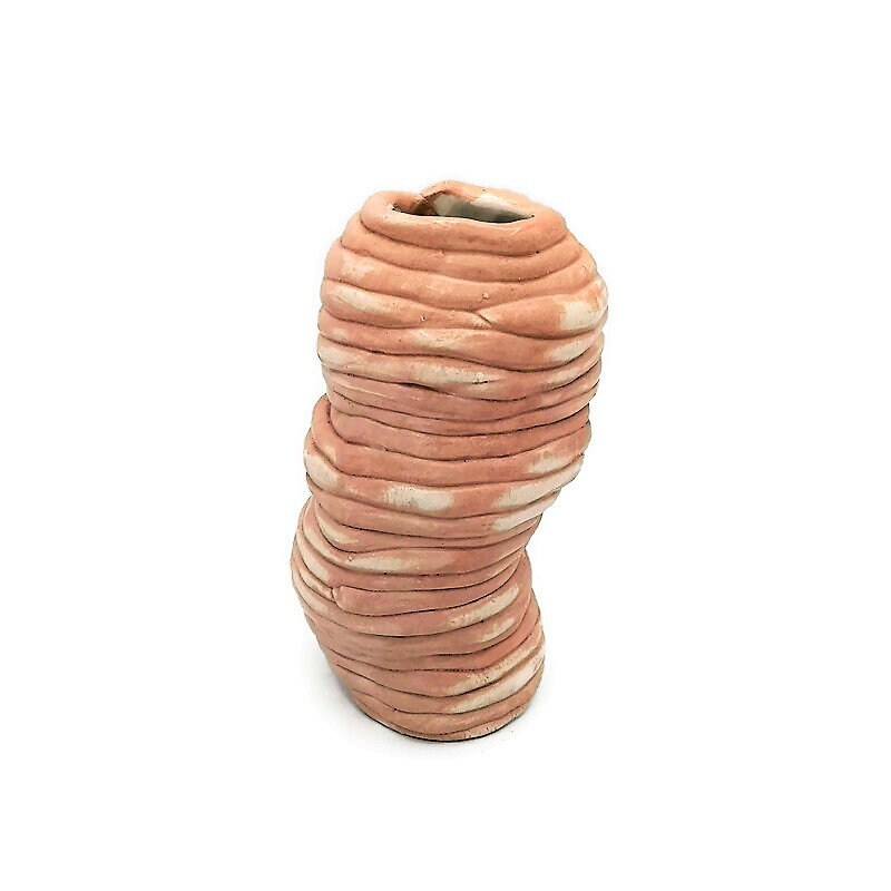 Handmade Ceramic Sculptural Flower Vase, Housewarming Gift New Home Pink Farmhouse Decor, Tall Boho Vase Unique Wedding Gift For Couple - Ceramica Ana Rafael