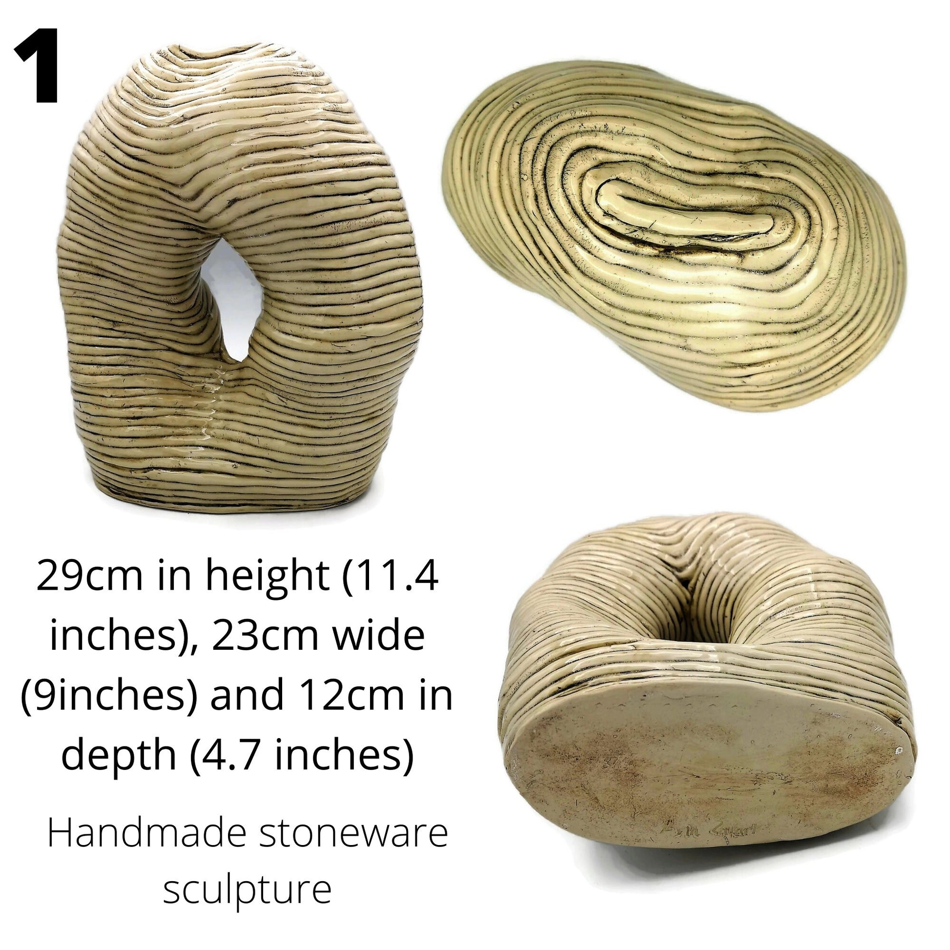Modern Ceramic Sculpture Hollow Shaped Handmade Contemporary Art, Textured Table Sculpture, Large Floor Vase, Custom Wedding Gift For Couple - Ceramica Ana Rafael
