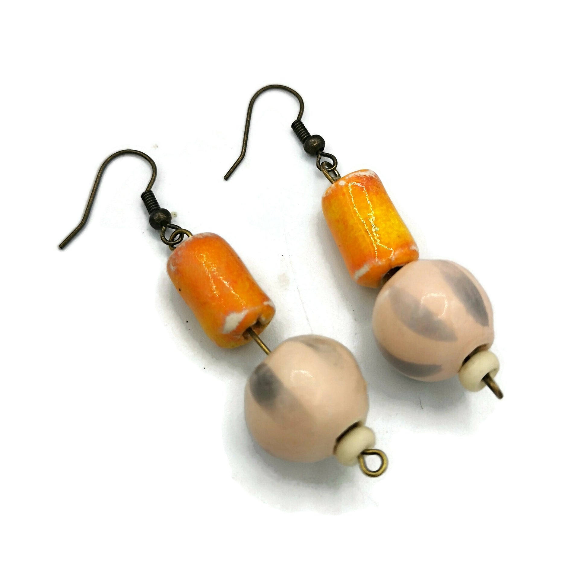 UNIQUE DANGLE EARRINGS, Ceramic Drop Earrings, 9th Anniversary Gift For Her, Novelty Charm Aesthetic Earrings - Ceramica Ana Rafael