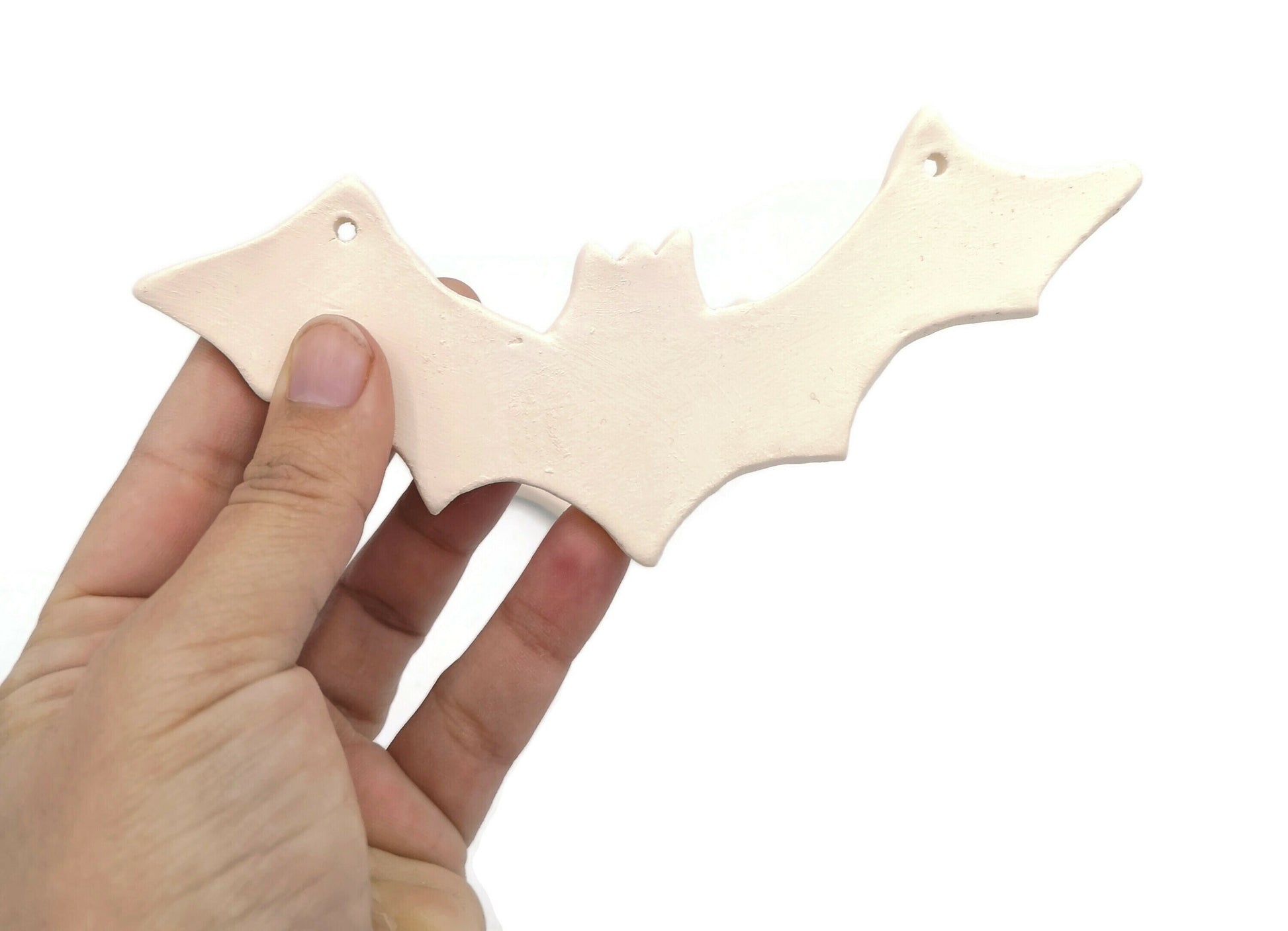 Bat Decor Wall Hanging, set of 2 Clay Ornaments Blank, Halloween Handmade Ceramic Bisque Ready To Paint, Best Sellers Diy Craft Kit - Ceramica Ana Rafael