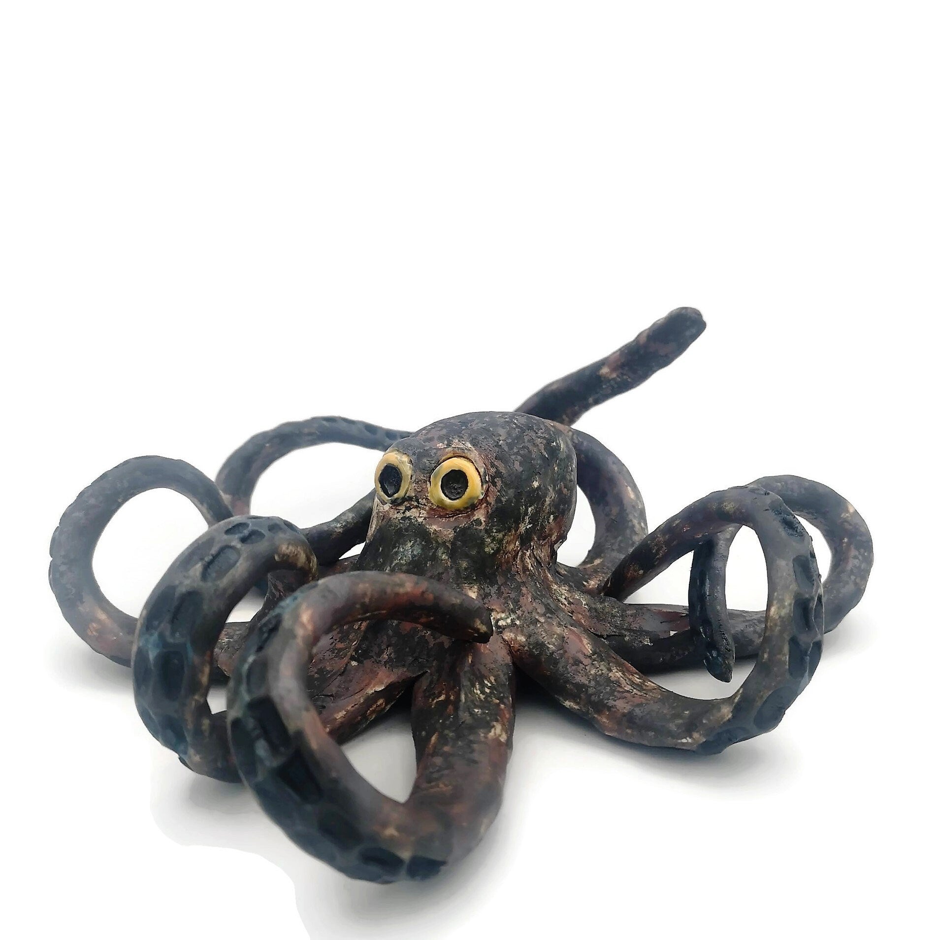 Modern Handmade Ceramic Sculpture, Octopus Modern Coastal Art, Contemporary Custom Wedding Gift For Couple, Decorative Table Sculpture - Ceramica Ana Rafael