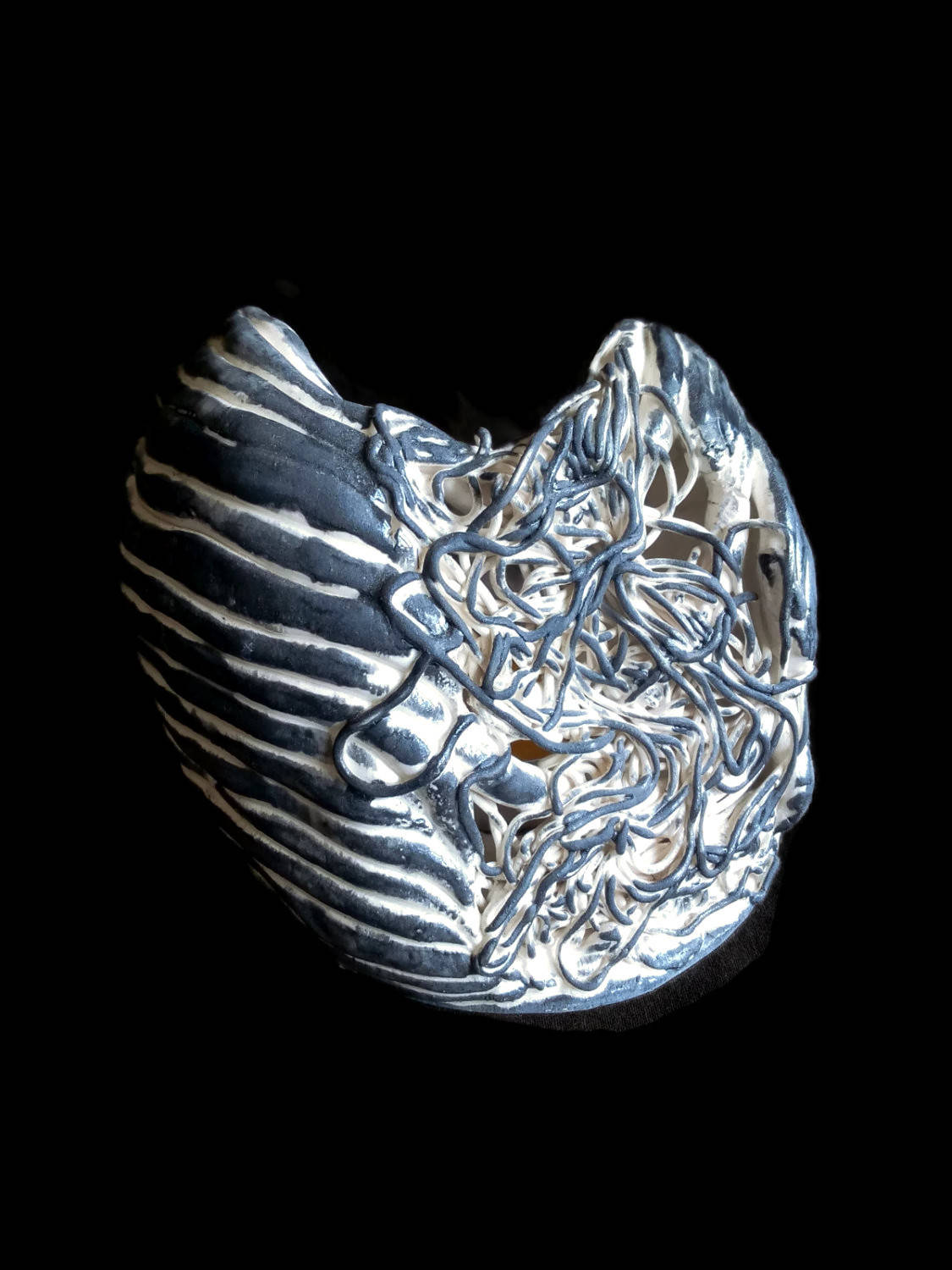 Black And White Handmade Ceramic Candle Holder For Home Decor, Artisan Votive Candle Holder, Abstract Tea Light Holder Gift Idea For Women - Ceramica Ana Rafael