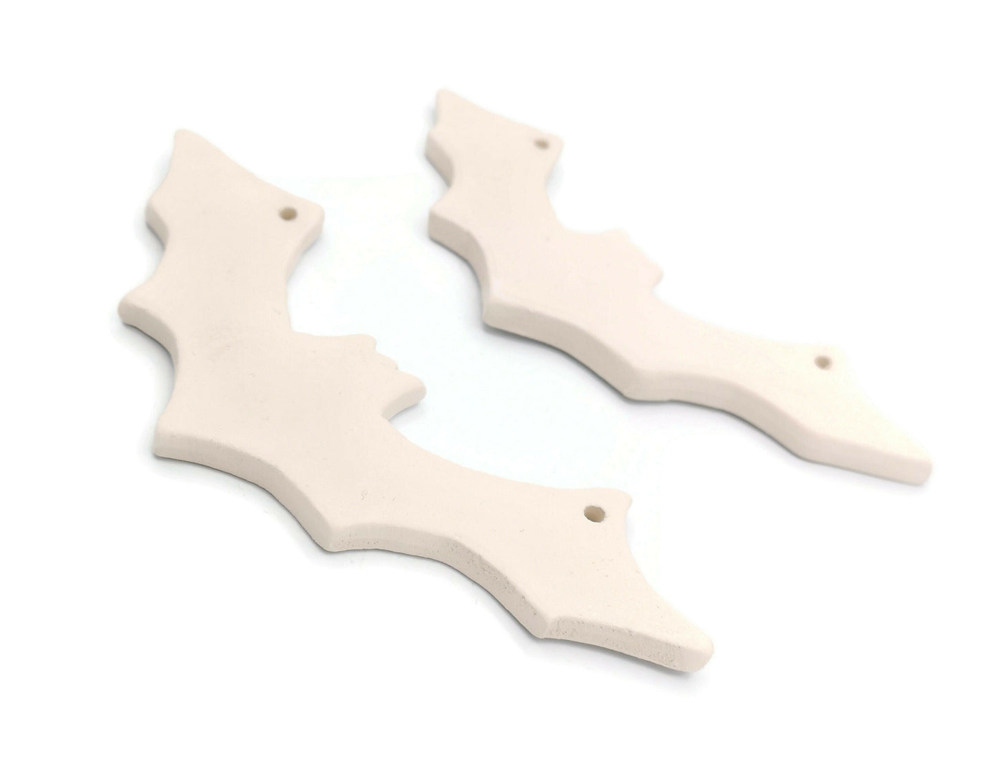 Bat Decor Wall Hanging, set of 2 Clay Ornaments Blank, Halloween Handmade Ceramic Bisque Ready To Paint, Best Sellers Diy Craft Kit - Ceramica Ana Rafael