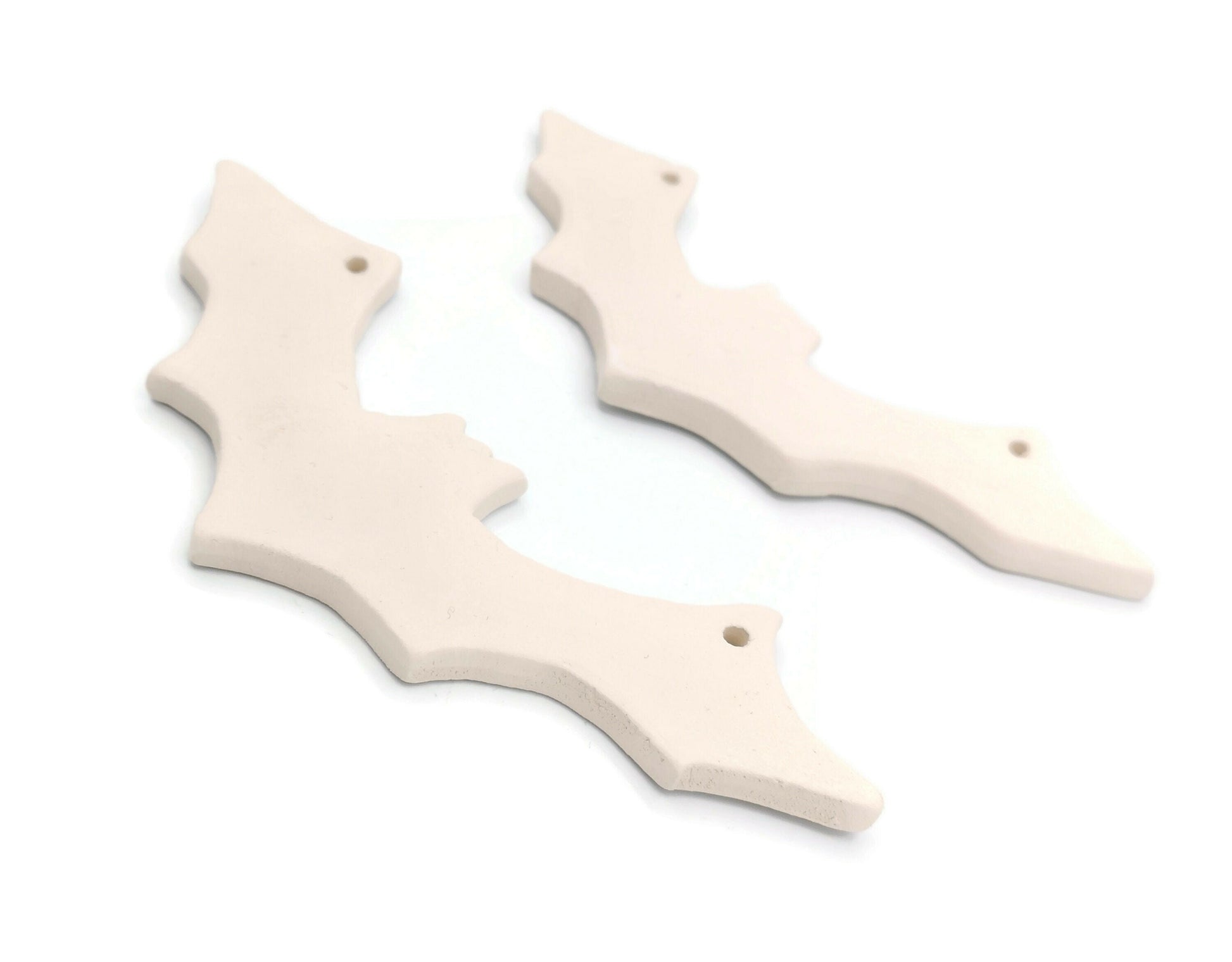 Bat Decor Wall Hanging, set of 2 Clay Ornaments Blank, Halloween Handmade Ceramic Bisque Ready To Paint, Best Sellers Diy Craft Kit - Ceramica Ana Rafael