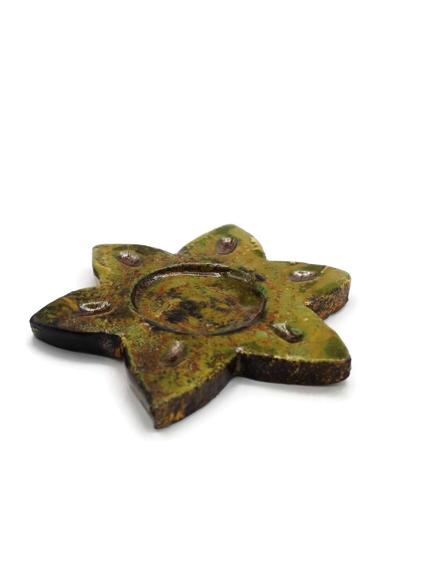 Handmade Ceramic Star Candle Holder For Home Decor, Office Desk Accessories For Her, Artisan Pottery Tealight Holder, Gift Idea For Women - Ceramica Ana Rafael