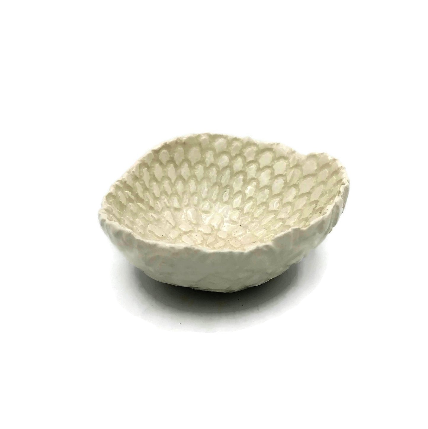 Small Handmade Ceramic Bowl Set 2Pc White Textured Pottery Ring Holder, Clay Trinket Dish Mom Birthday Gift From Daughter, Jewelry Organizer - Ceramica Ana Rafael