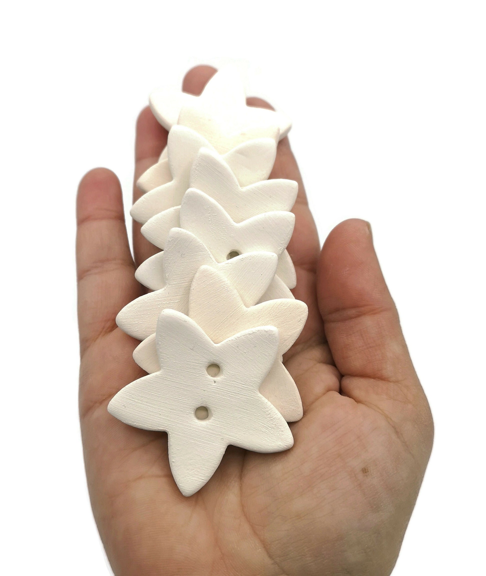 Blank Star Sewing Buttons, Unpainted Handmade Ceramic Bisque Ready To Paint, best sellers celestial buttons for favors ornaments - Ceramica Ana Rafael