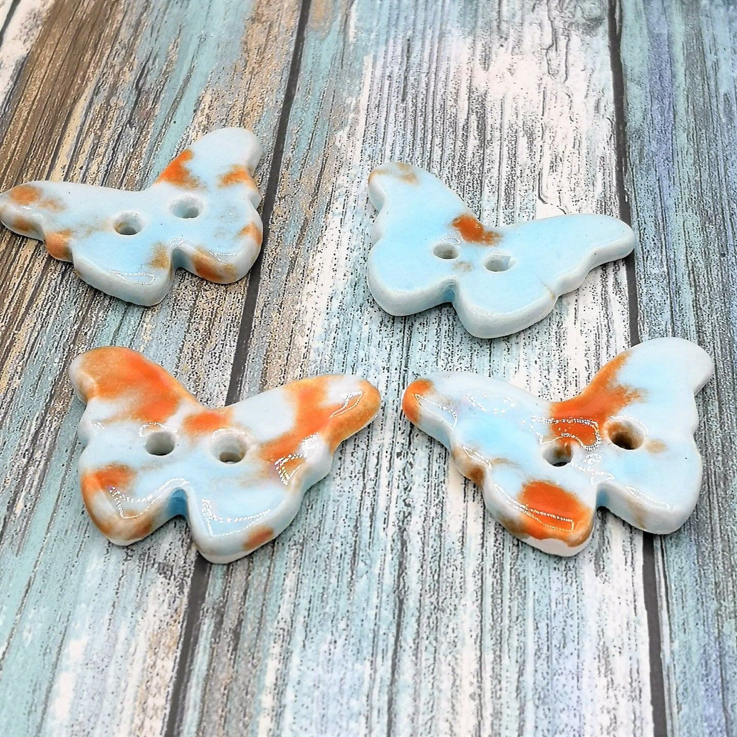 Butterfly Buttons, Cute Buttons, Designer Button, Set of 4 Ceramic Sewing Button For Crafts, Large Fancy Porcelain Buttons Gifts For Her - Ceramica Ana Rafael