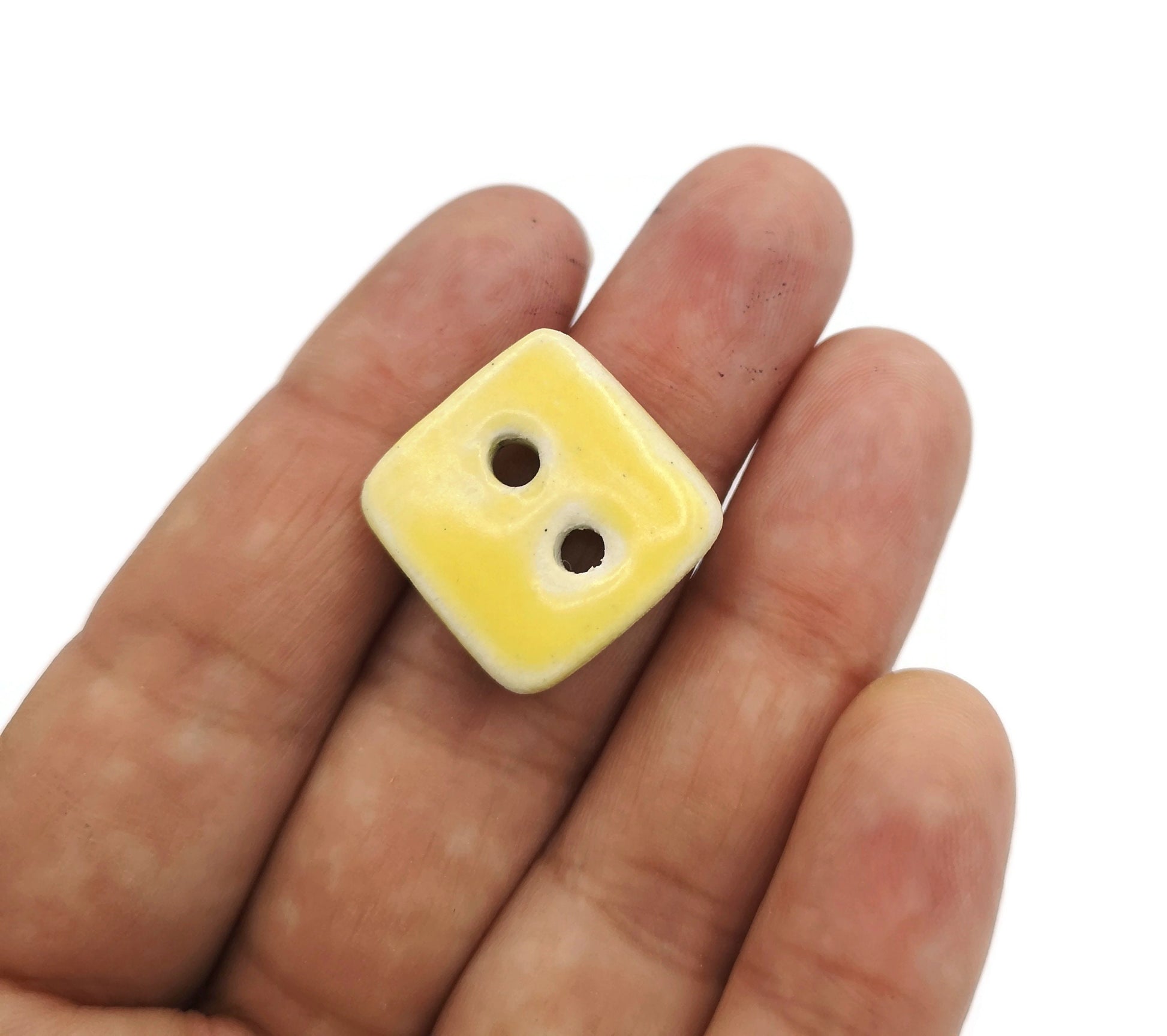 Handmade Ceramic Sewing Buttons, 1 Pc. Square Novelty Buttons For Crafts, Best Selers Custom Buttons, Unique Backpack Buttons Cute Jewelry - Ceramica Ana Rafael