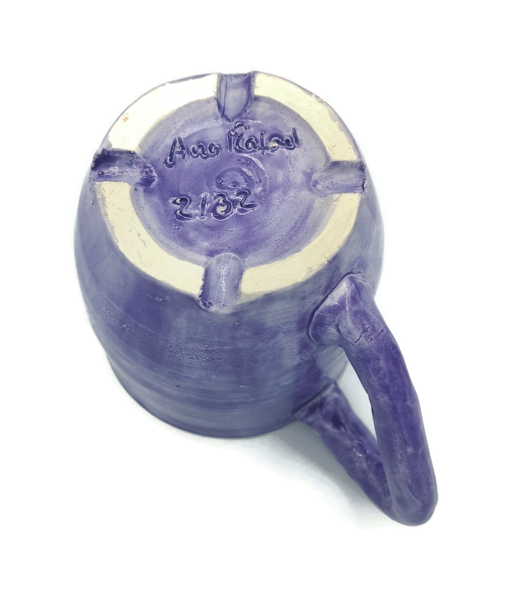 Large Handmade Ceramic Coffee Mug, Reusable Coffee Cup, Modern Unique Coffee Cup, Coffee Lovers Gift For Him, Purple Pottery Mug 300 ml - Ceramica Ana Rafael