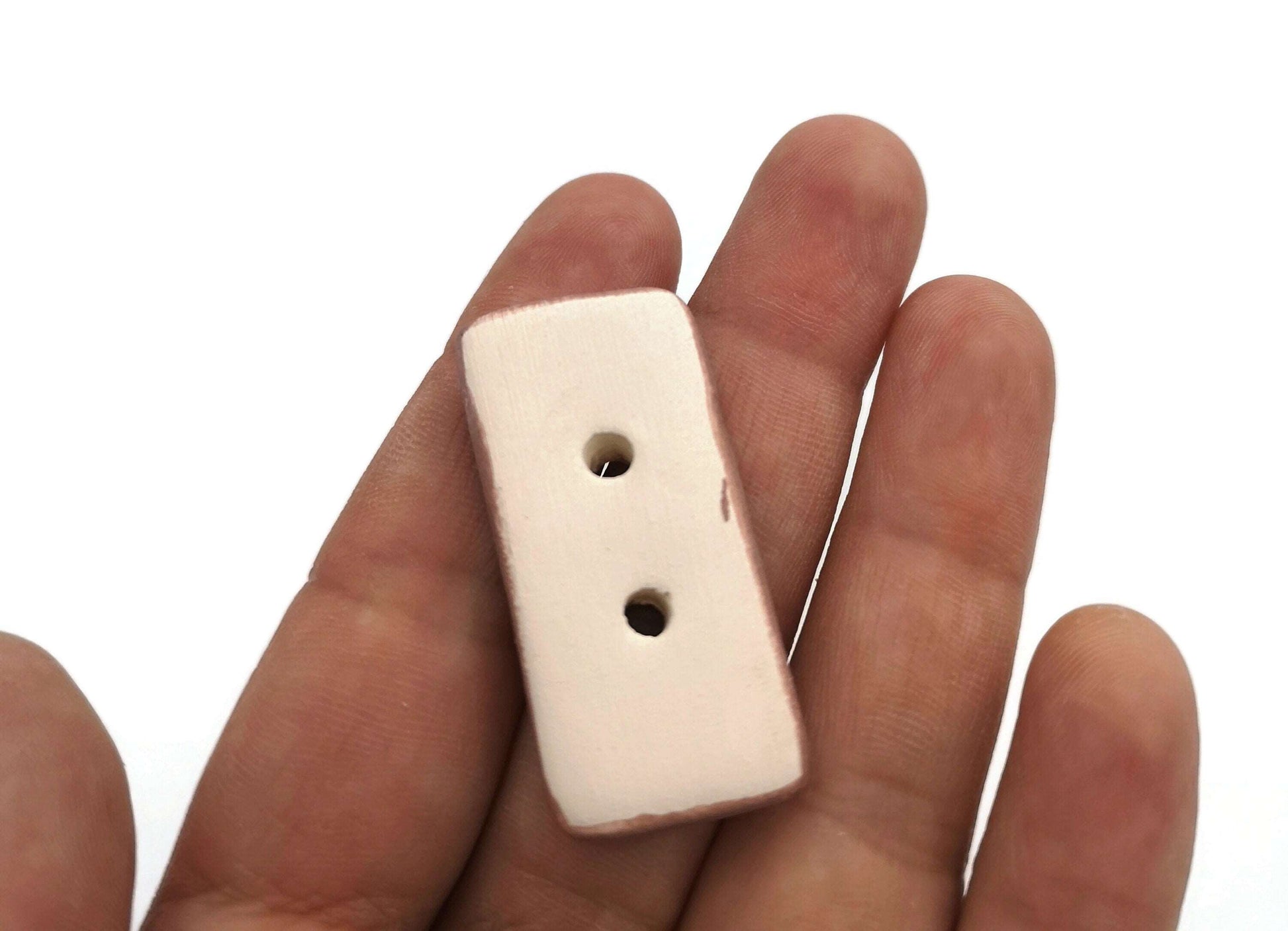 1Pc 40mm Pink Handmade Ceramic Large Sewing Buttons For Crafts, Rectangle Backpack Buttons, Unique Coat Buttons Cute