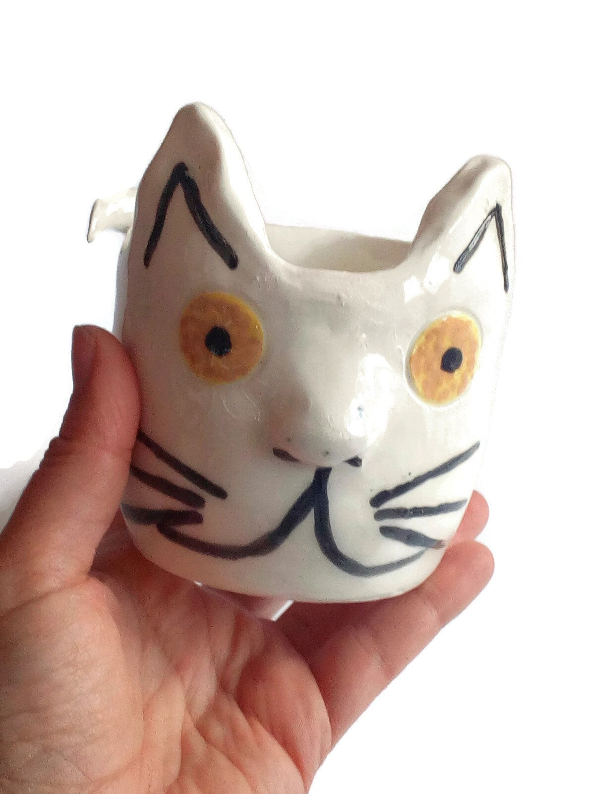 CAT PLANTER POT, Cat Succulent Planter, Cute Animal Cactus Planter, Unique Cat Lover Gift - Ceramica Ana Rafael