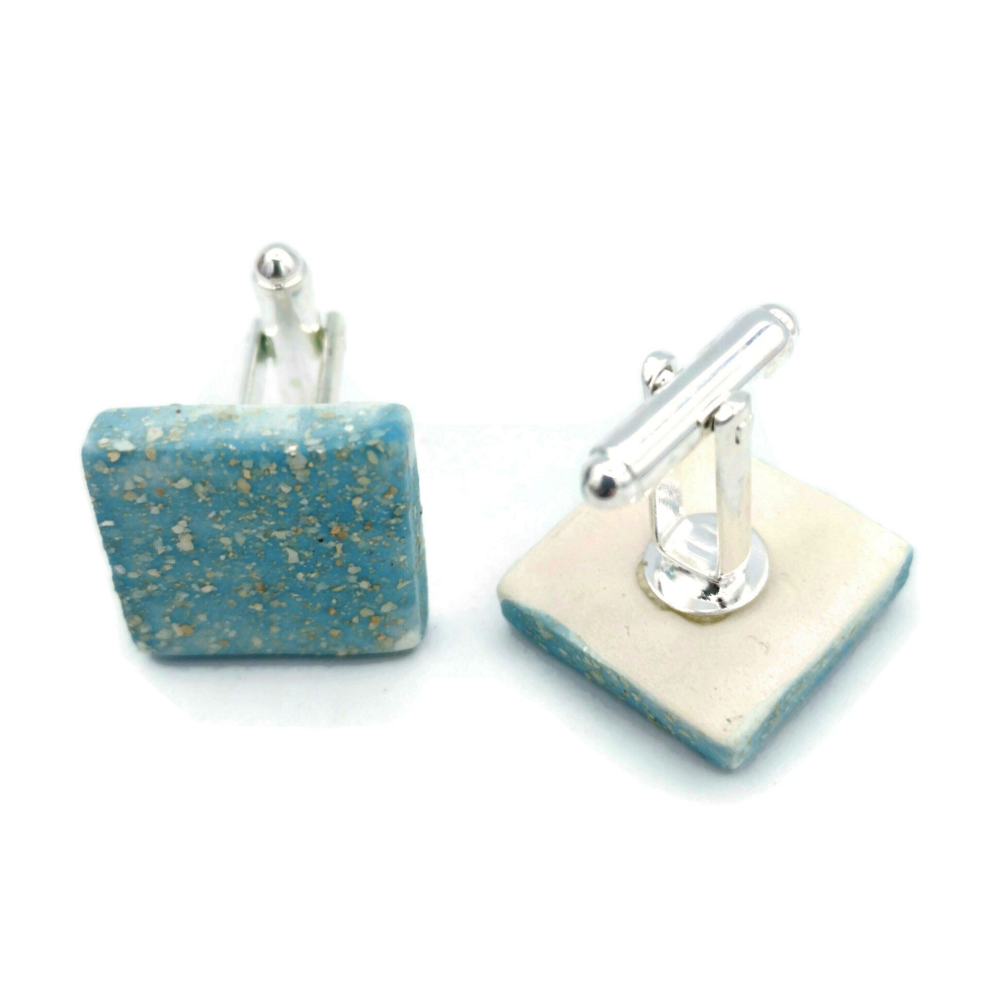 Handmade ceramic gold cufflinks for dad, 9th anniversary gift for husband, Fathers Day Gift From Daughter, Step Dad Gift - Ceramica Ana Rafael