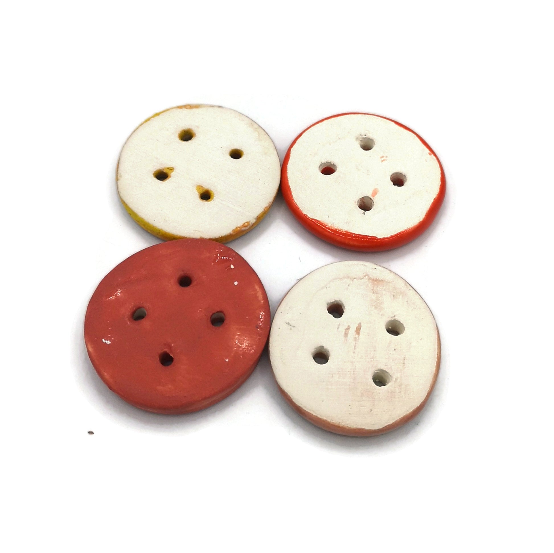 Clay Buttons Lot Of 4, Round Large Sewing Buttons, Jewelry making, Best sellers Sewing Supplies And Notions, Handmade Ceramic Unique Buttons - Ceramica Ana Rafael