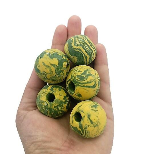 1Pc Blue Handmade Ceramic Macrame Bead Large Hole, Unique Clay Beads For jewelry Making Supplies, Extra Large Focal Point Beads For Crafts - Ceramica Ana Rafael