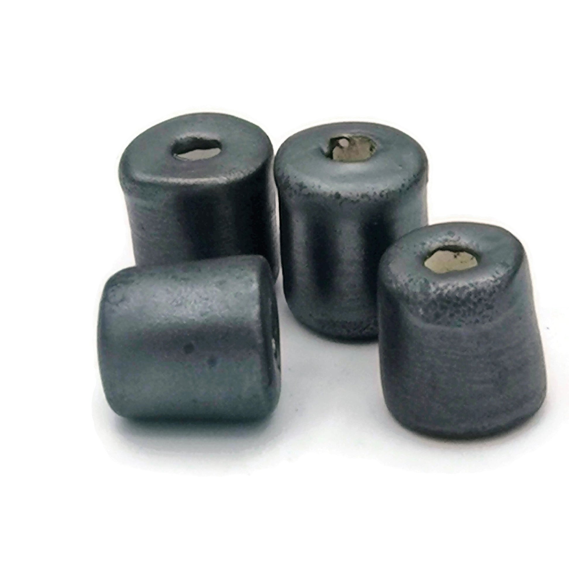 1Pc Silver Black Handmade Ceramic Tube Beads For Jewelry Making, Pony Beads, Best Sellers Beard Beads, Macrame Beads Large Hole - Ceramica Ana Rafael