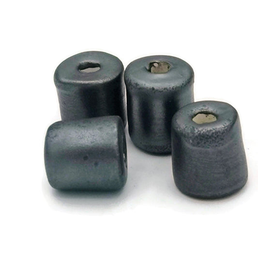 1Pc Silver Black Handmade Ceramic Tube Beads For Jewelry Making, Pony Beads, Best Sellers Beard Beads, Macrame Beads Large Hole - Ceramica Ana Rafael