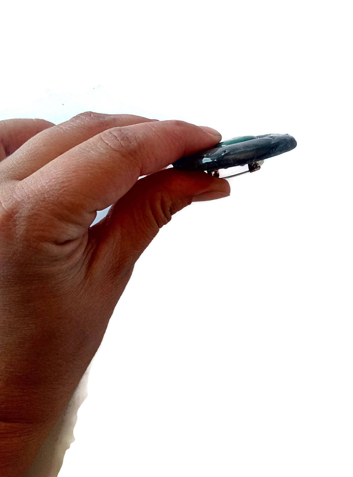 Small Handmade Round Shape Ceramic Jewelry For Women, Scarf Brooch Gift For Wife - Ceramica Ana Rafael