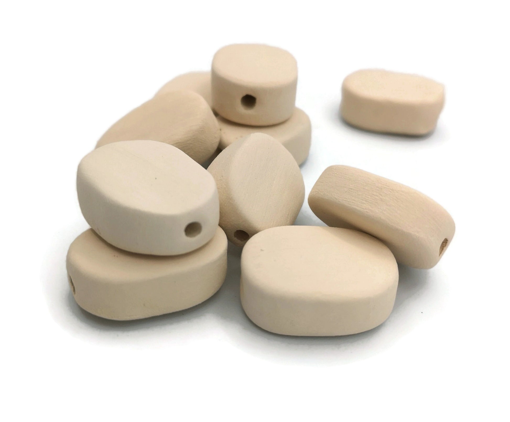 8/10Pcs Handmade Ceramic Beads For Jewelry Making. Large Hole, Oval Extra Large Ceramic Bisque Beads Ready To Paint, Craft Kits For Adults - Ceramica Ana Rafael