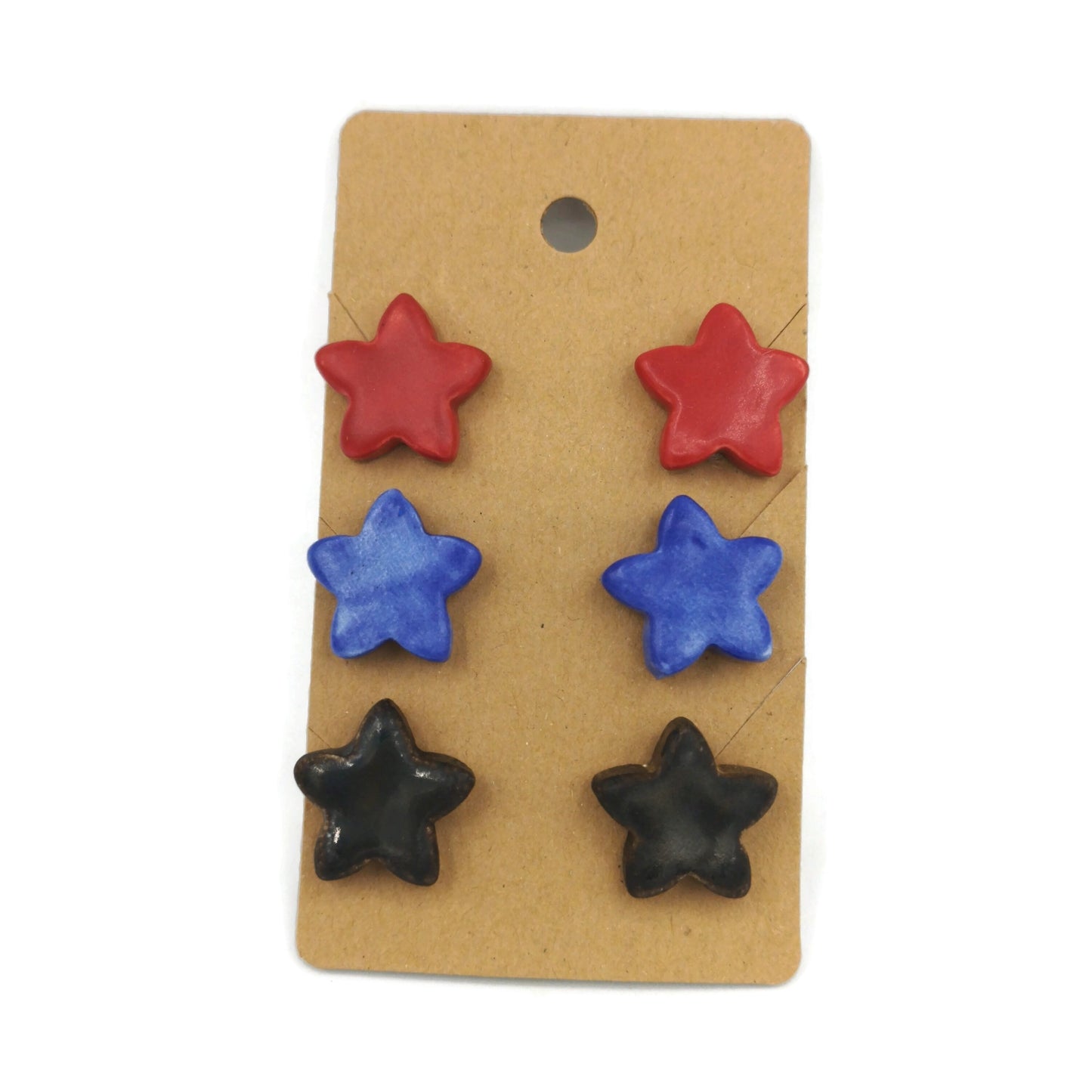 Set of 3 Star Stud Earrings For Women, Novelty Earrings, Best Gits For Her, Quirky Statement Jewelry, Cute Mom Birthday Gift From Daughter - Ceramica Ana Rafael