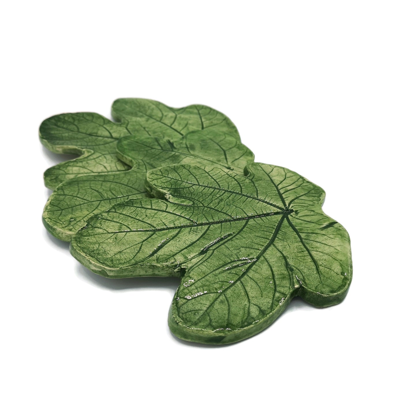 3Pcs Handmade Ceramic Coasters With Fig Leaf Shape, Housewarming Gift First Home, Plant Lovers Gifts, Best Sellers Plant Dad Gift - Ceramica Ana Rafael