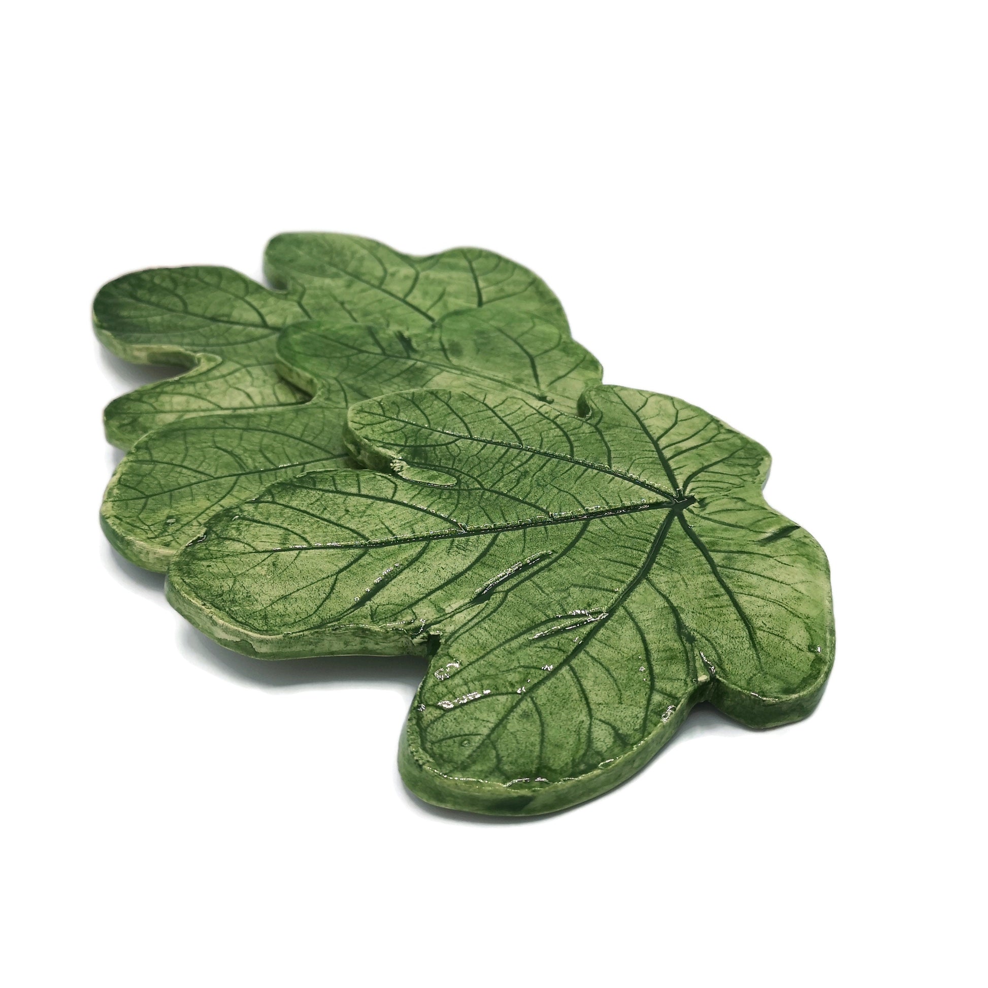 3Pcs Handmade Ceramic Coasters With Fig Leaf Shape, Housewarming Gift First Home, Plant Lovers Gifts, Best Sellers Plant Dad Gift - Ceramica Ana Rafael