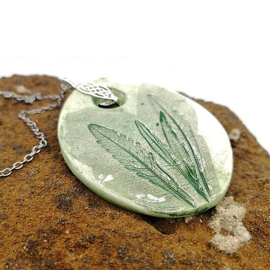 AESTHETIC NECKLACE, CERAMIC Jewelry, Hypoallergenic Vegan Necklace, Porcelain Pendant, Plant Mom Gift, Mothers Day Gift From Daughter - Ceramica Ana Rafael
