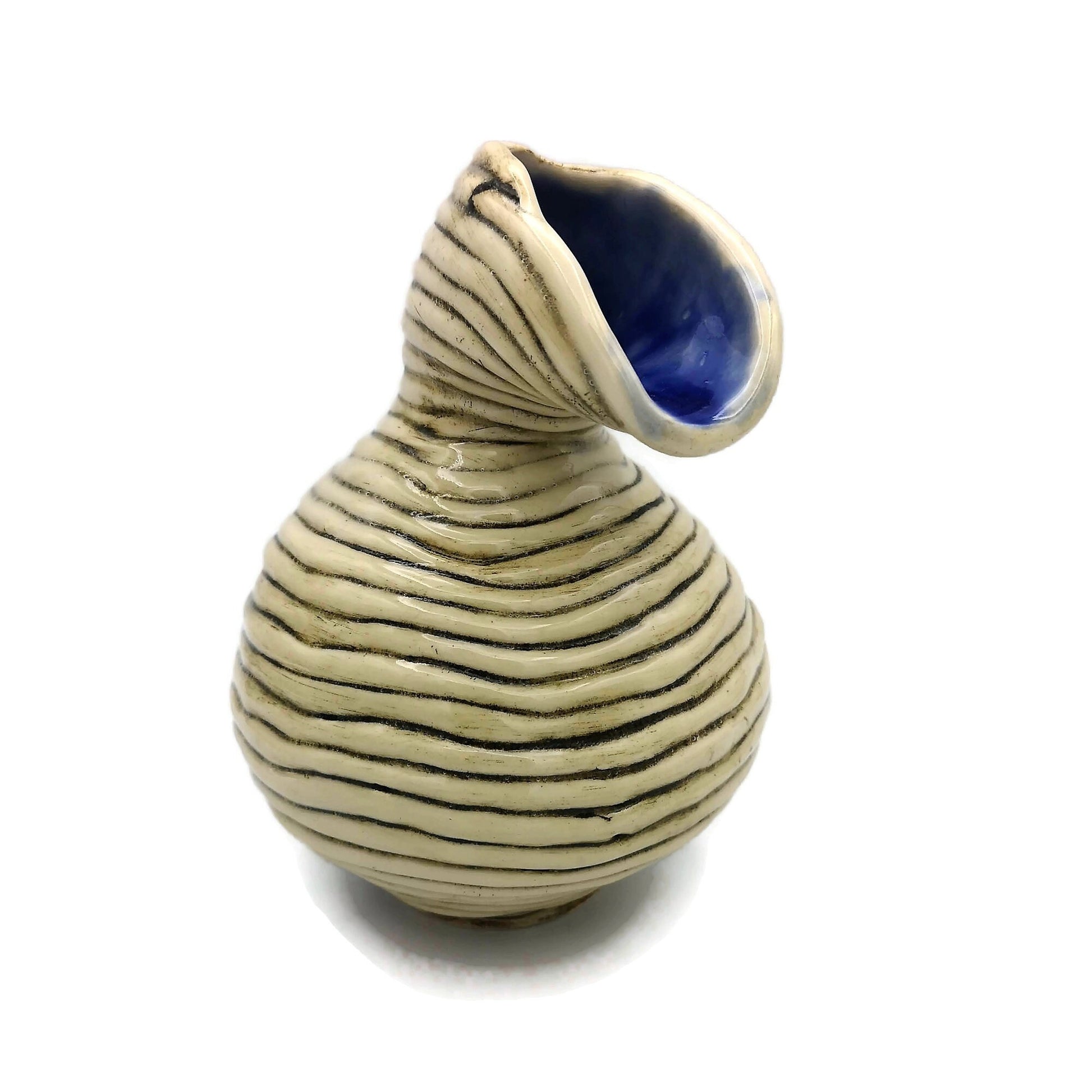 Textured Ceramic Bud Vase, Unique Flower Vase Best Gifts For Him, Irregular Shape Handmade Stoneware Pottery Mid Century Modern - Ceramica Ana Rafael