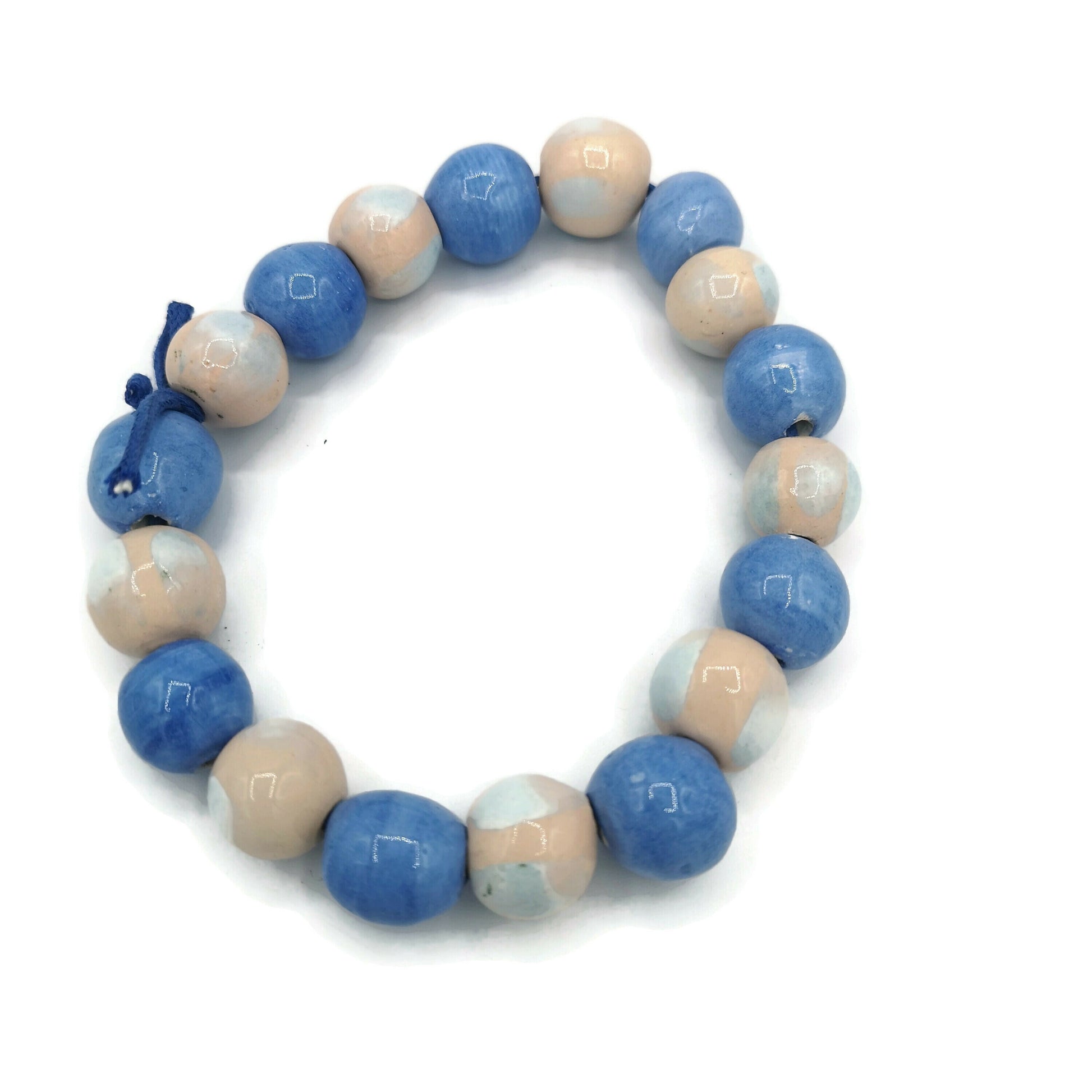 Handmade Ceramic Beads For Jewelry Making, Set Of 18 Mixed Decorative Round Shape Pastel Beads For Crafting, Assorted Beads Unique - Ceramica Ana Rafael