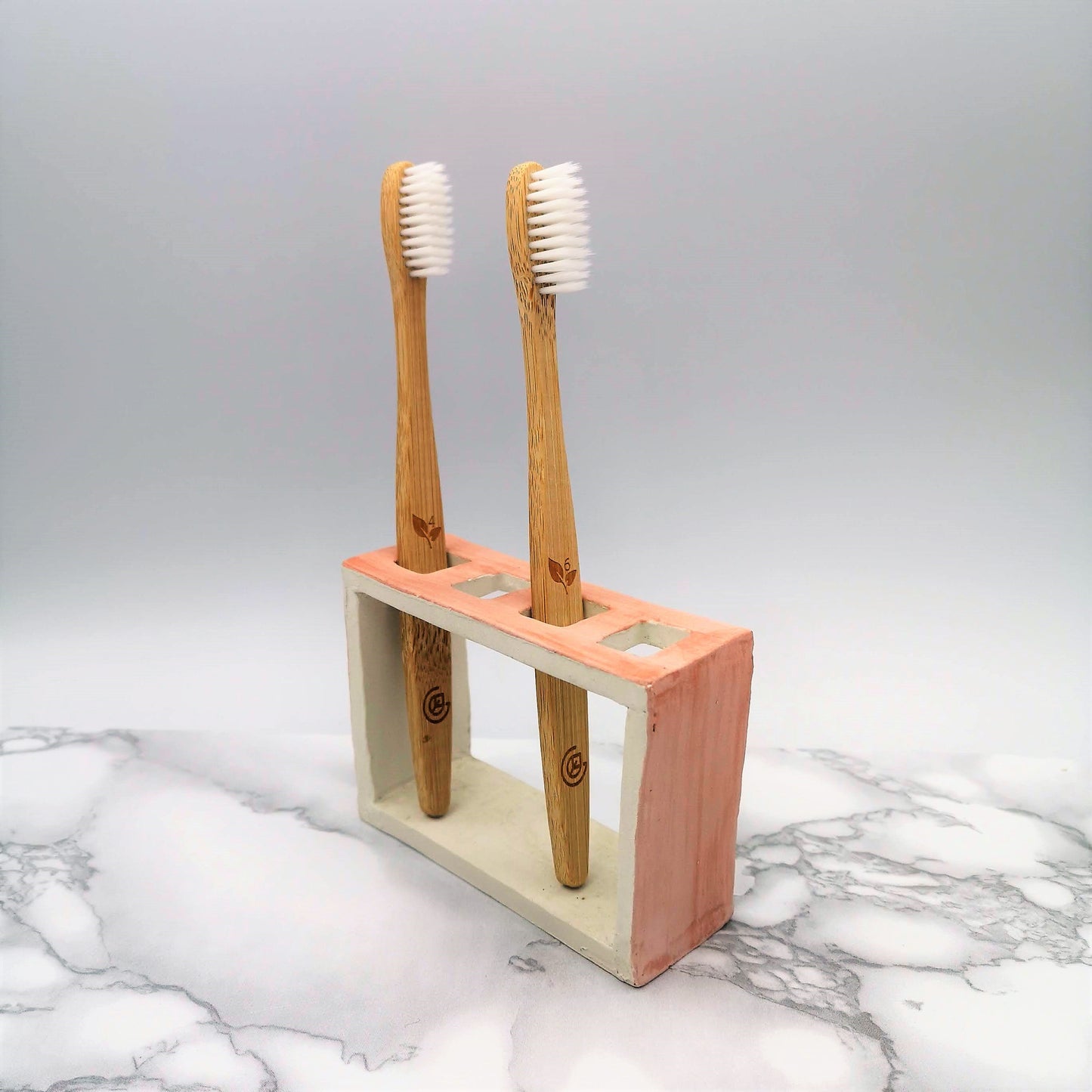 Handmade Ceramic Toothbrush Holder For Women, Rectangle Utensil Holder, Pink Eco Friendly Products For Bathroom - Ceramica Ana Rafael