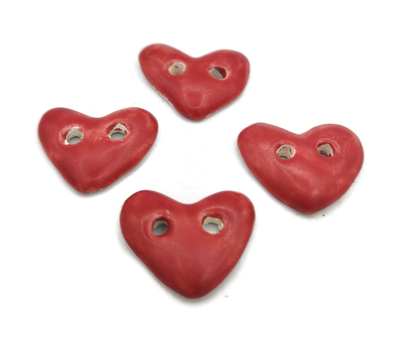 HEART BUTTON, NOVELTY Sewing Buttons, Set Of 4 Heart Shaped Buttons For Crafs, Ventines Day Decor - Ceramica Ana Rafael