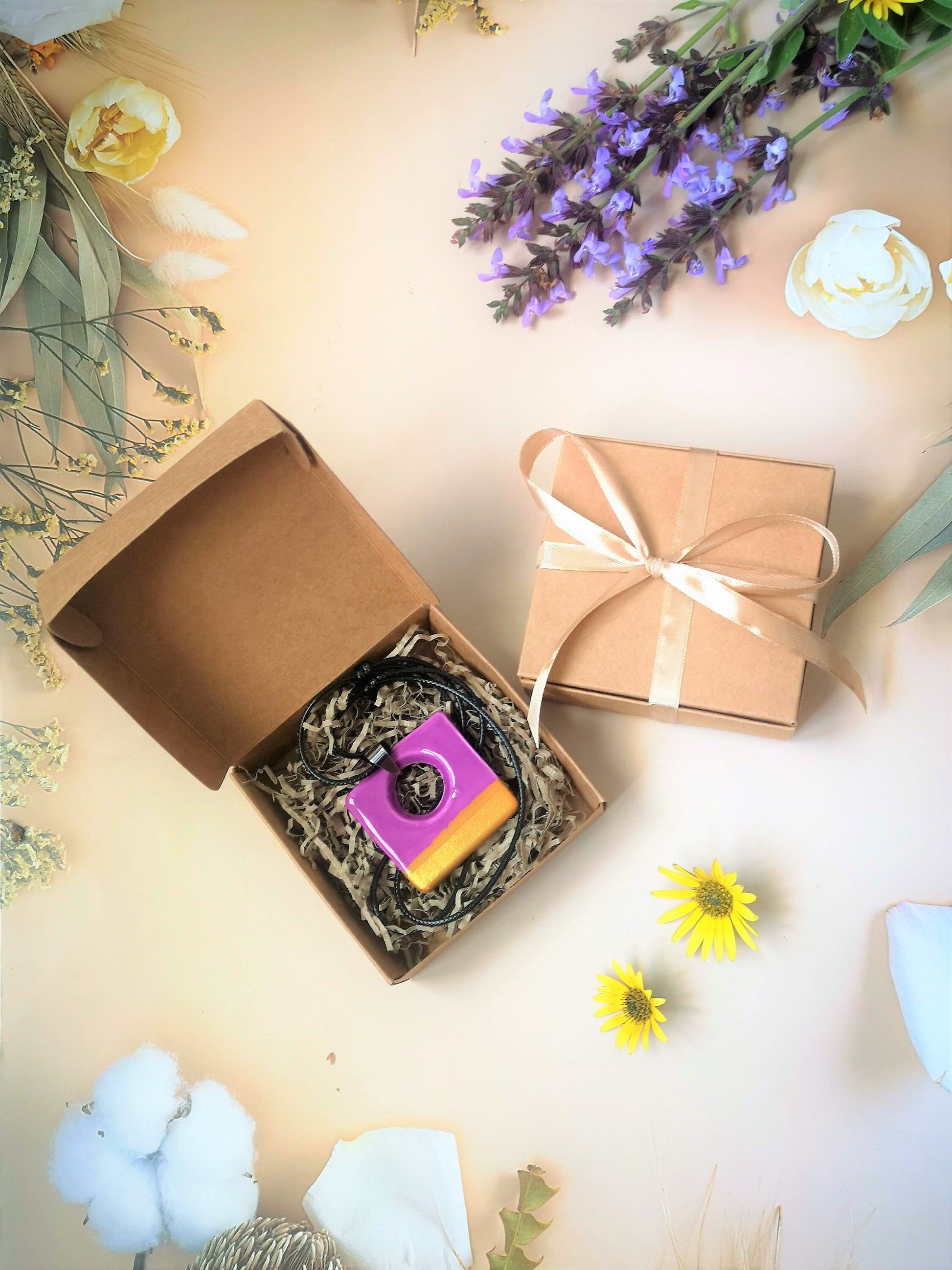 Geometric Statement Necklace Pendant for Women, Handmade Ceramic Jewelry Best Gifts For Her, Personalized Mother's Day Gift For Grandma - Ceramica Ana Rafael