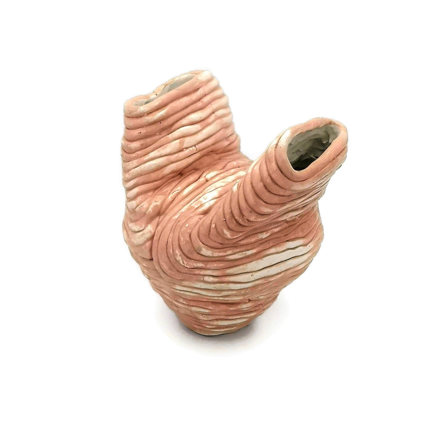 Sculptural Handmade Ceramic Pink Vase With Texture and Organic Shape, Unique Bud Vase For Home Decor - Ceramica Ana Rafael