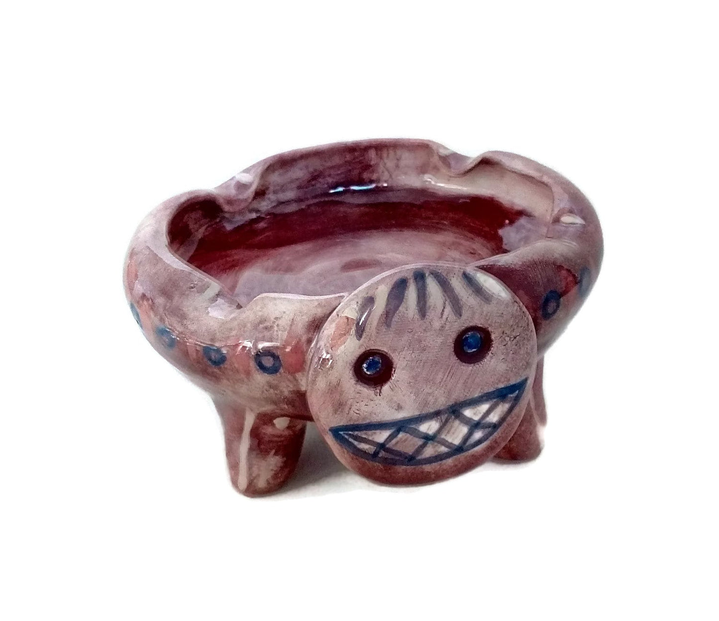 Handmade Ceramic Weird Animal Ashtray for Cigars, Decorative Pottery Best Gift For Her, Hand Painted Imaginary Animal Trinket Dish With Feet - Ceramica Ana Rafael