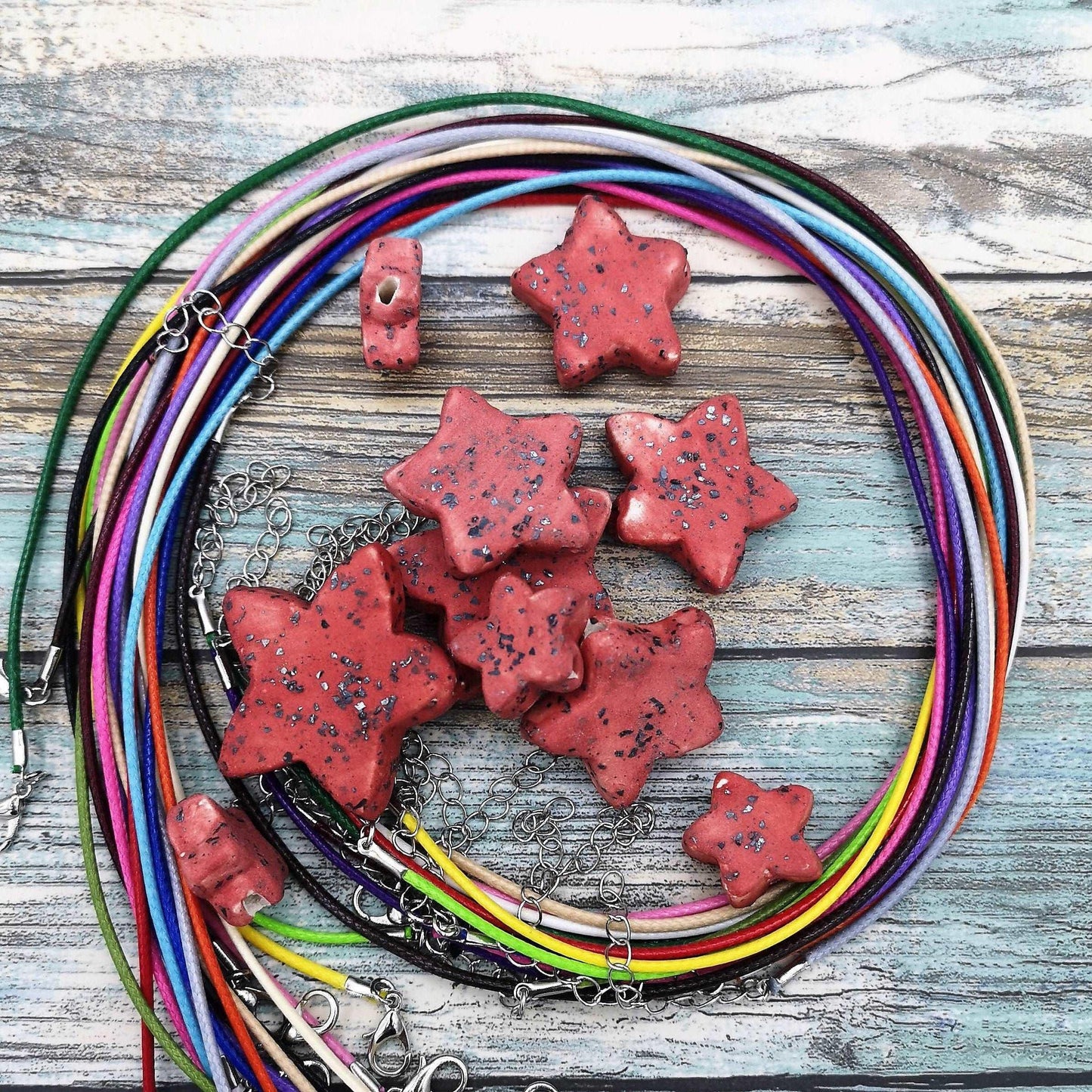 1Pc Handmade Cermic Star Beads, Unique Large Macrame Beads, Jewelry Making Clay Beads, Big Decorative Porcelain Beads, Best Selling