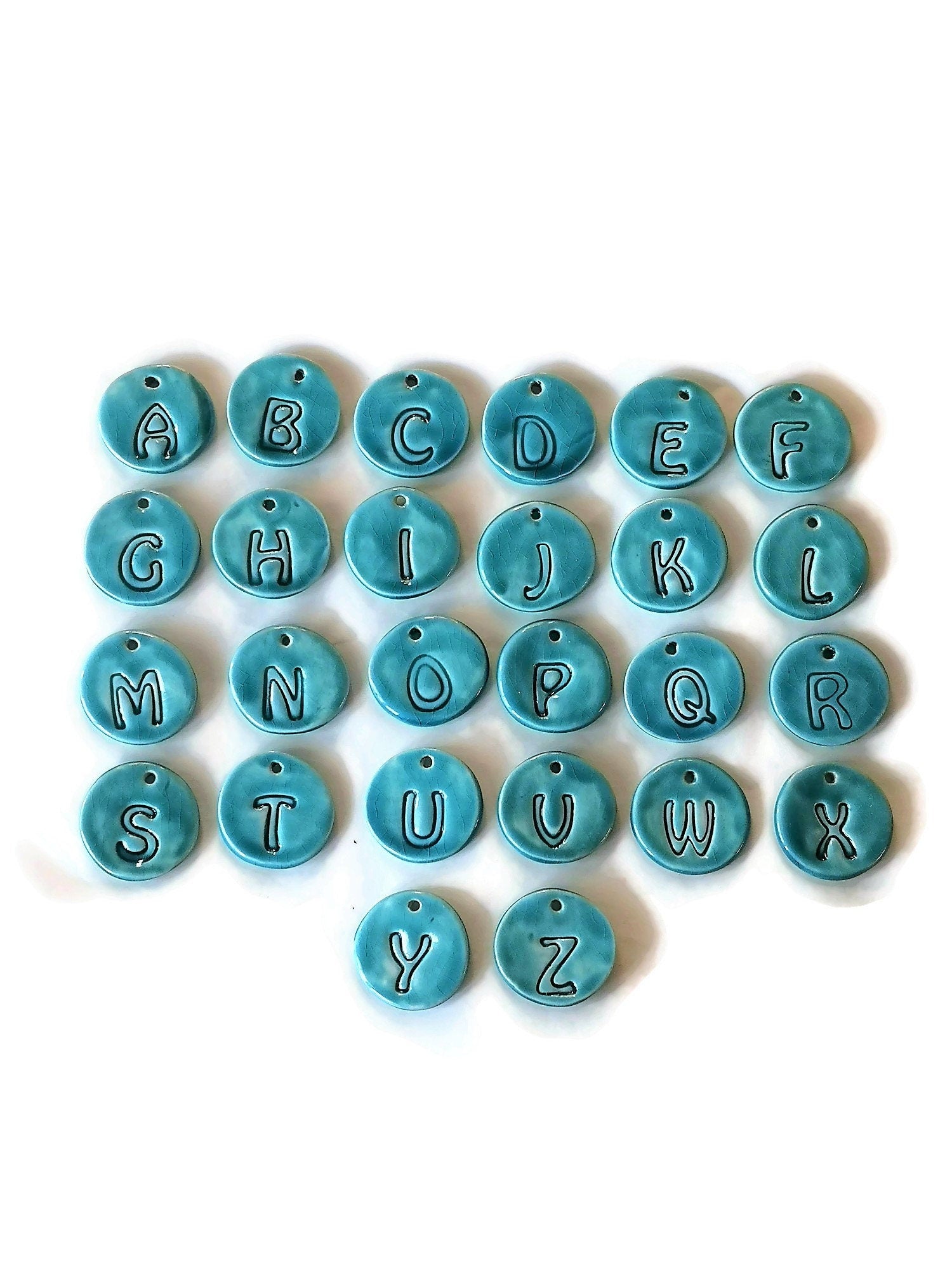 Blue Initial Keychain For Women, Letter Keychain Charm, Personalized Gifts For Her, Custom Handmade Ceramic Aesthetic keychain For Mom - Ceramica Ana Rafael