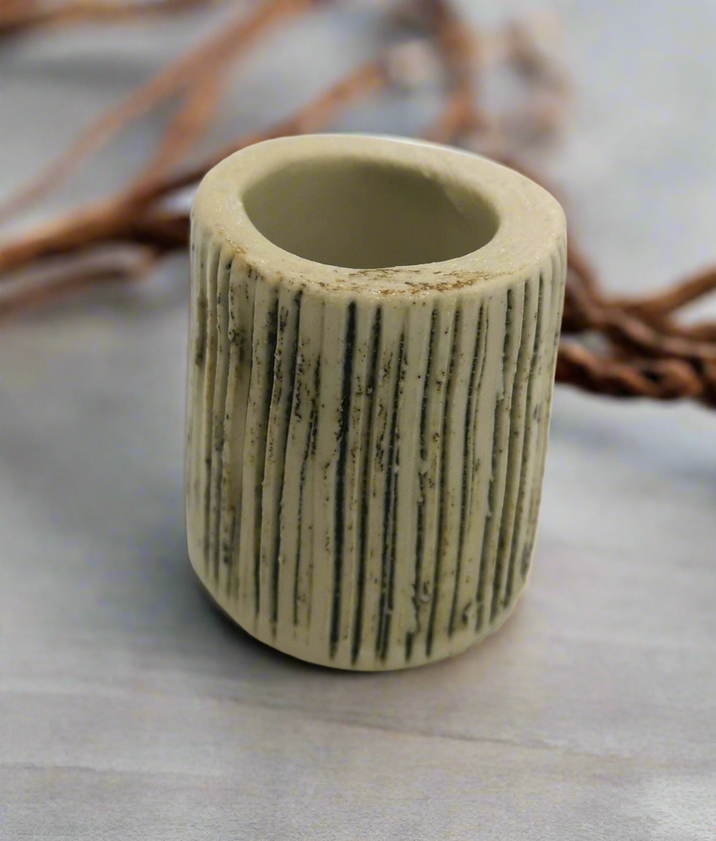 Large Tube Beads 35mm, Handmade Ceramic Macrame Beads with Large Hole, Rustic Clay Beads for Crafts & Dreadlocks