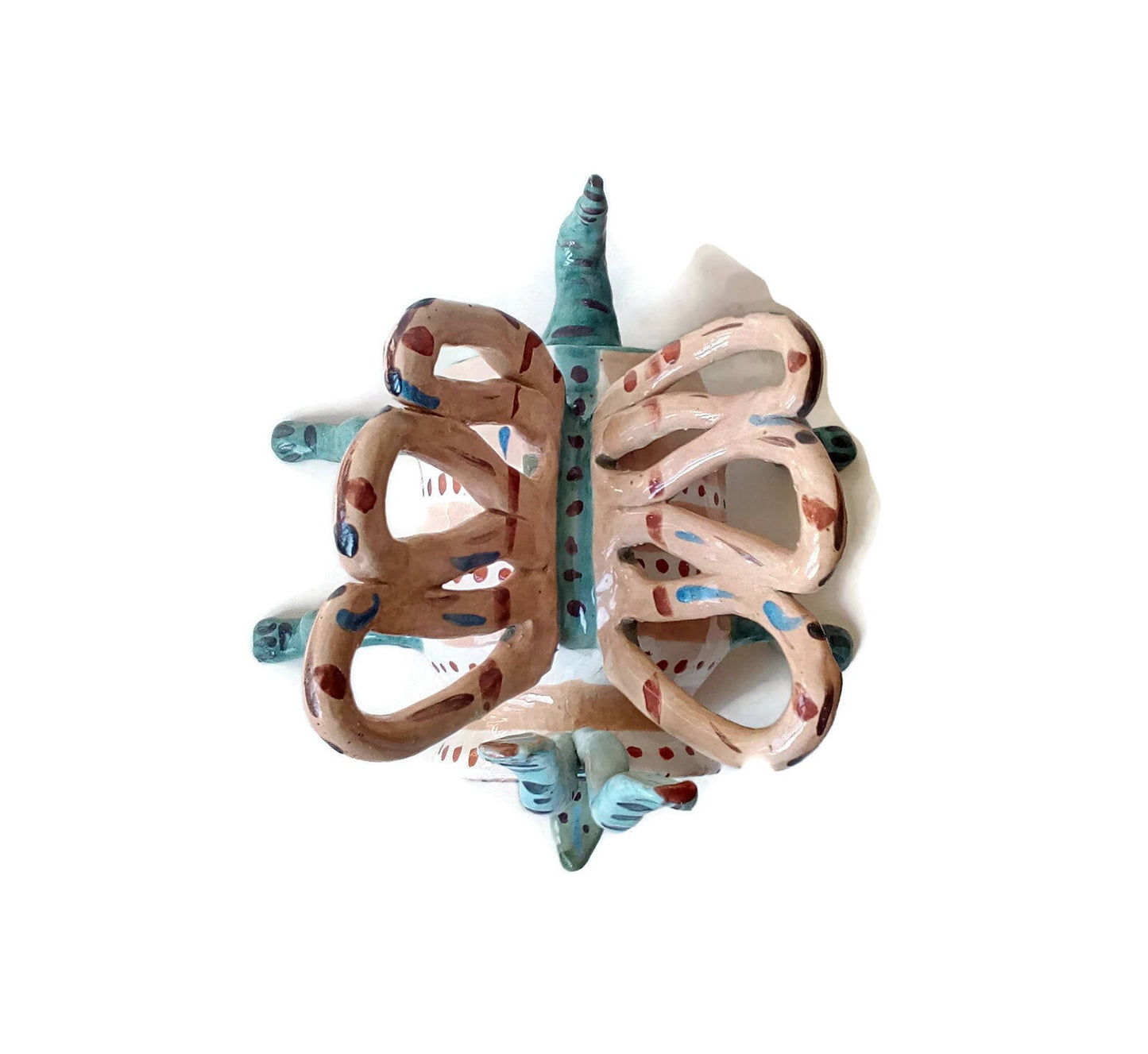 Handmade Ceramic Sculpture Weird Creature, Colorful Hand Painted Abstract Animal Figure, Clay Office Desk Accessories Best Gifts For Him - Ceramica Ana Rafael
