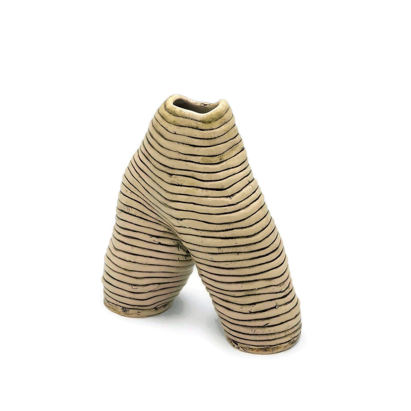 Handmade Ceramic Sculpture For Home Decor, Contemporary Art Textured Vase For Table, Custom Wedding Gift, Mid Century Modern Stoneware Vase - Ceramica Ana Rafael