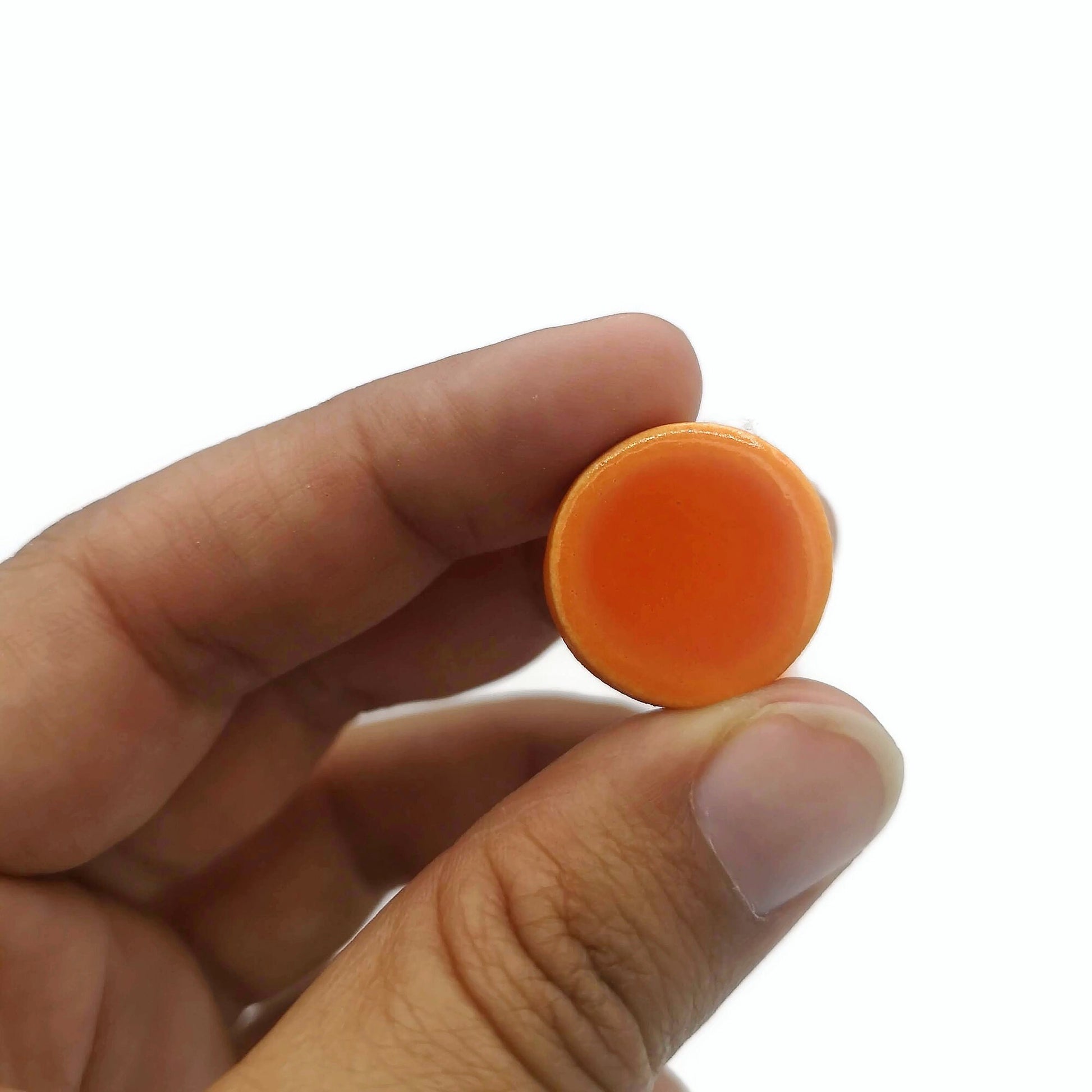 CLAY STUD EARRINGS, Orange Round Shape Designer Earrings, Easter Basket Stuffer For Teen Girl, Ceramic Best Gifts For Her - Ceramica Ana Rafael