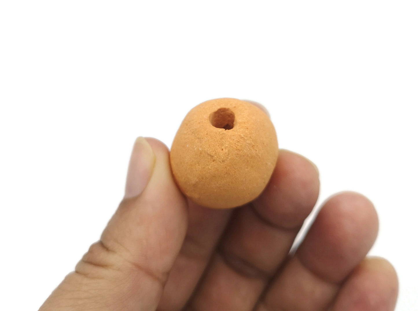 1Pc Large Hole Beads, Oversized Ceramic Bead 4mm Hole, Round Shape Matt Orange Pottery Macrame Beads, Best Sellers Handmade Jewelry Supplies - Ceramica Ana Rafael