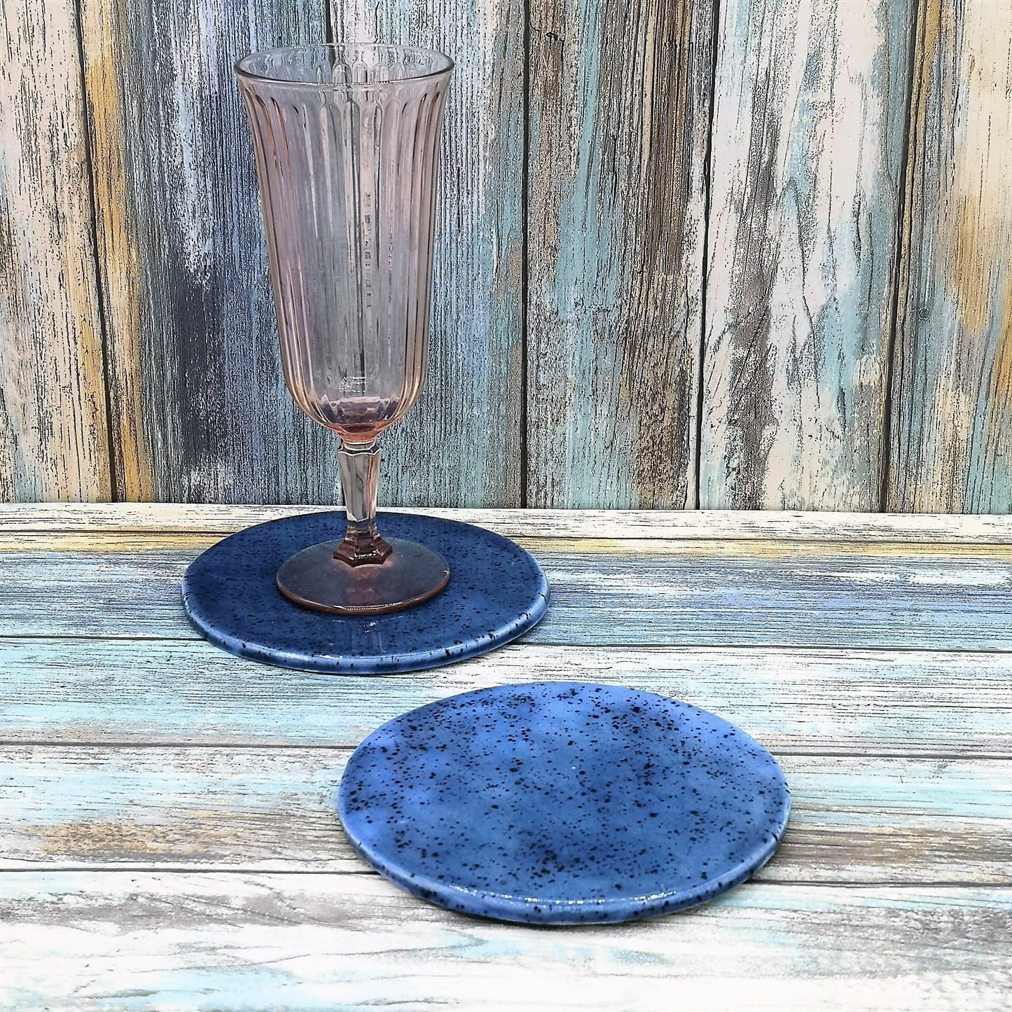 BLUE COASTERS, CERAMIC Coasters For Drinks, Office Desk Accessories For Men, Dad Birthday Gift From Daughter, Housewarming Gift First Home - Ceramica Ana Rafael