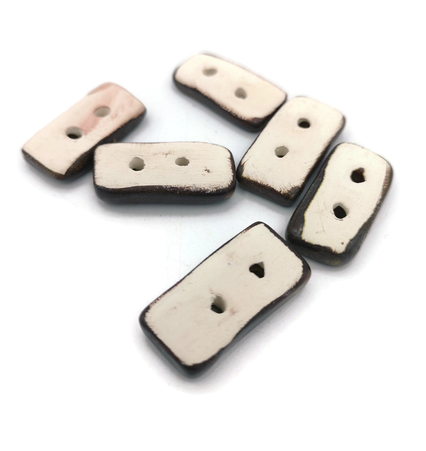 6PC 30mm Extra Large Rectangle Sewing Buttons for Crafts | Antique Look, Handmade Ceramic Coat Buttons For Crafts - Ceramica Ana Rafael