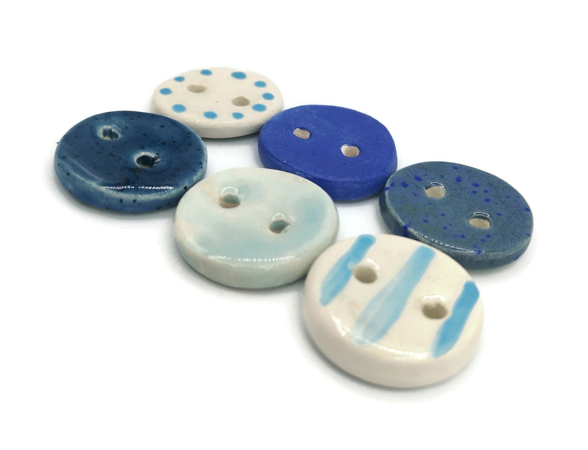6Pc 30mm Large Round Buttons, Handmade Ceramic Sewing Buttons For Clothing, Craft Buttons For Jackets And Coats - Ceramica Ana Rafael