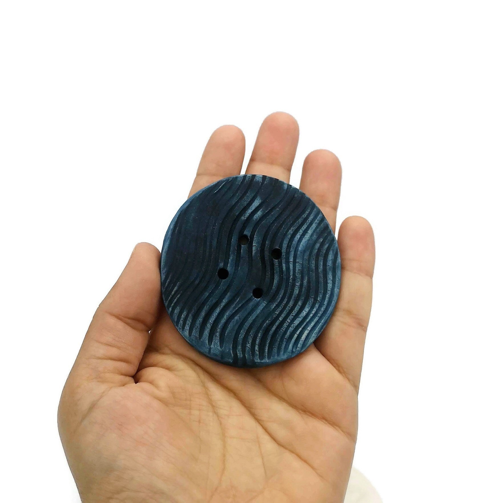 6Pc 65mm Giant Sewing Buttons, Handmade Ceramic Coat Buttons With Flower And Waves Design, Decorative Novelty Buttons for Crafts Extra Large - Ceramica Ana Rafael