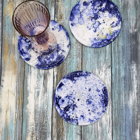 CERAMIC COASTERS, MODERN Coasters Round Shaped For Office Desk, Host Gift, Housewarming Gift First Home - Ceramica Ana Rafael