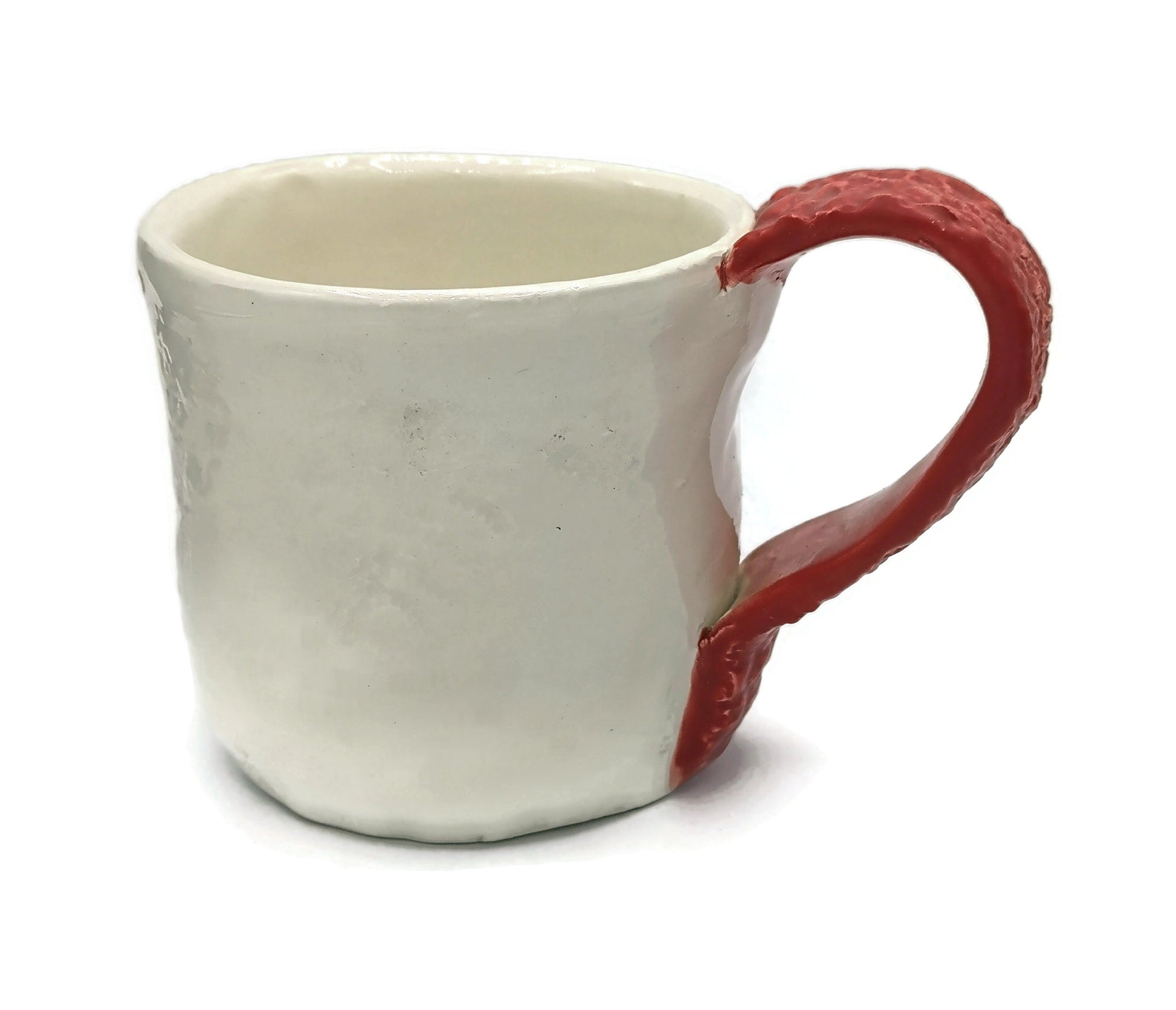 360ml/12oz Rustic Handmade Ceramic Mug Hand Painted Red And White, Large Pottery Coffee Mug, Best Gifts For Him, Coffee Lovers Gift For Her - Ceramica Ana Rafael