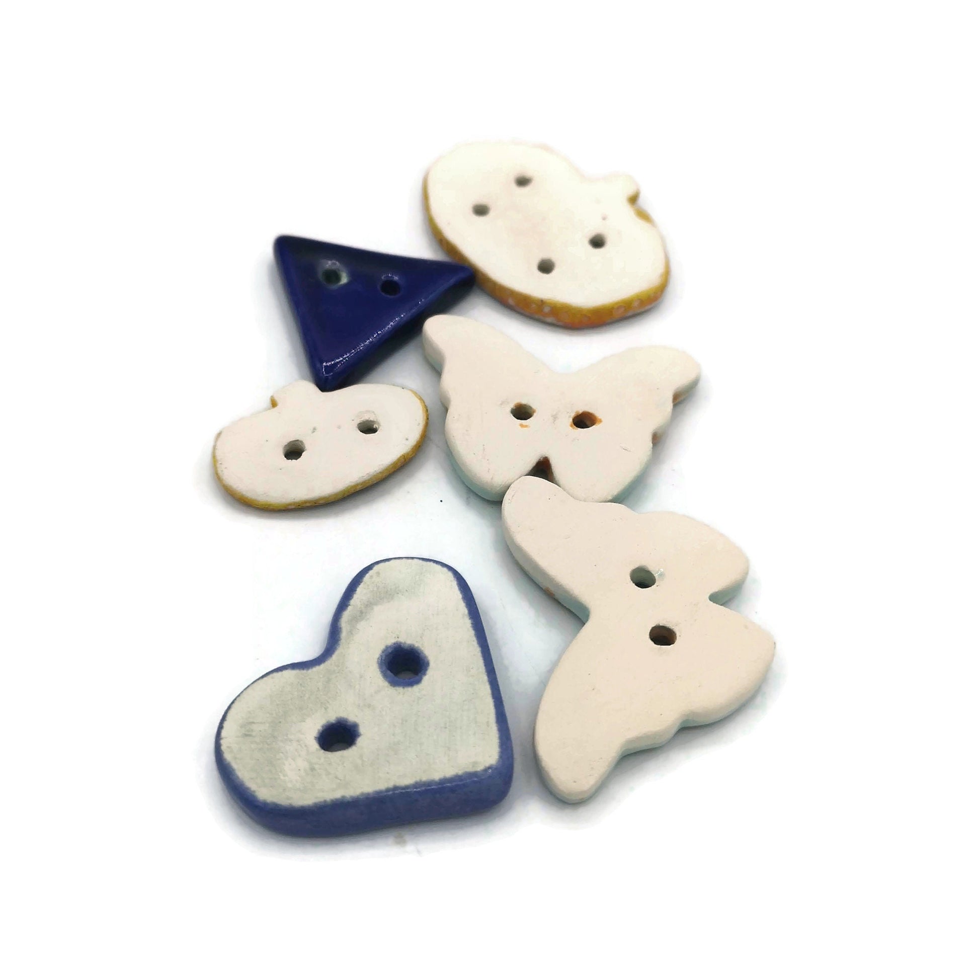 SEWING BUTTONS LOT, Set Of 6 Novelty Buttons For Crafts, Handmade Ceramics Upholstery Buttons, Coat Buttons - Ceramica Ana Rafael