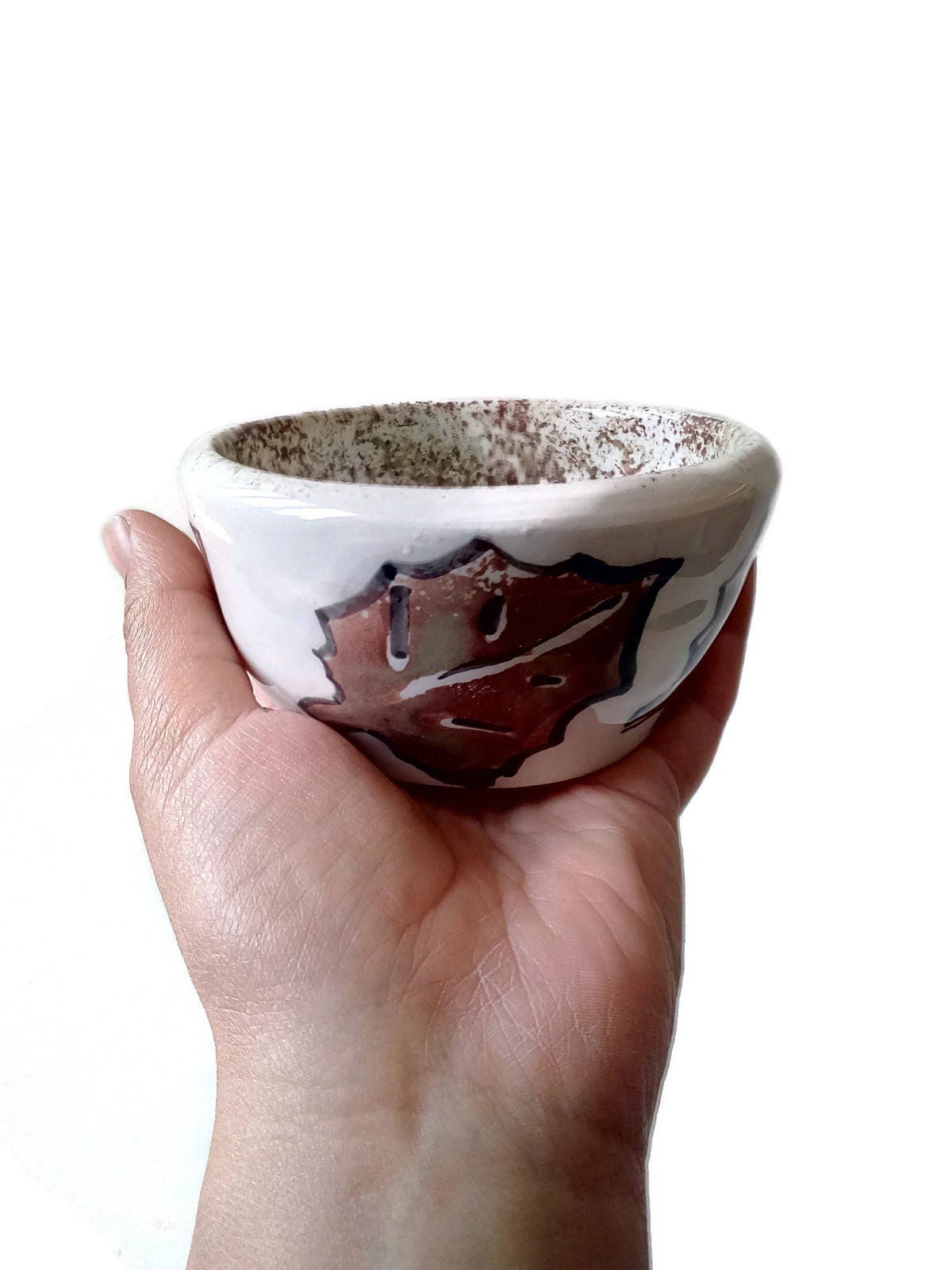 3Pc Handmade Ceramic Bowl Set With Hand Painted Leaves, Pottery Autumn Home Decor, Unique Gifts For Bakers, Mom Birthday gift From Daughter - Ceramica Ana Rafael