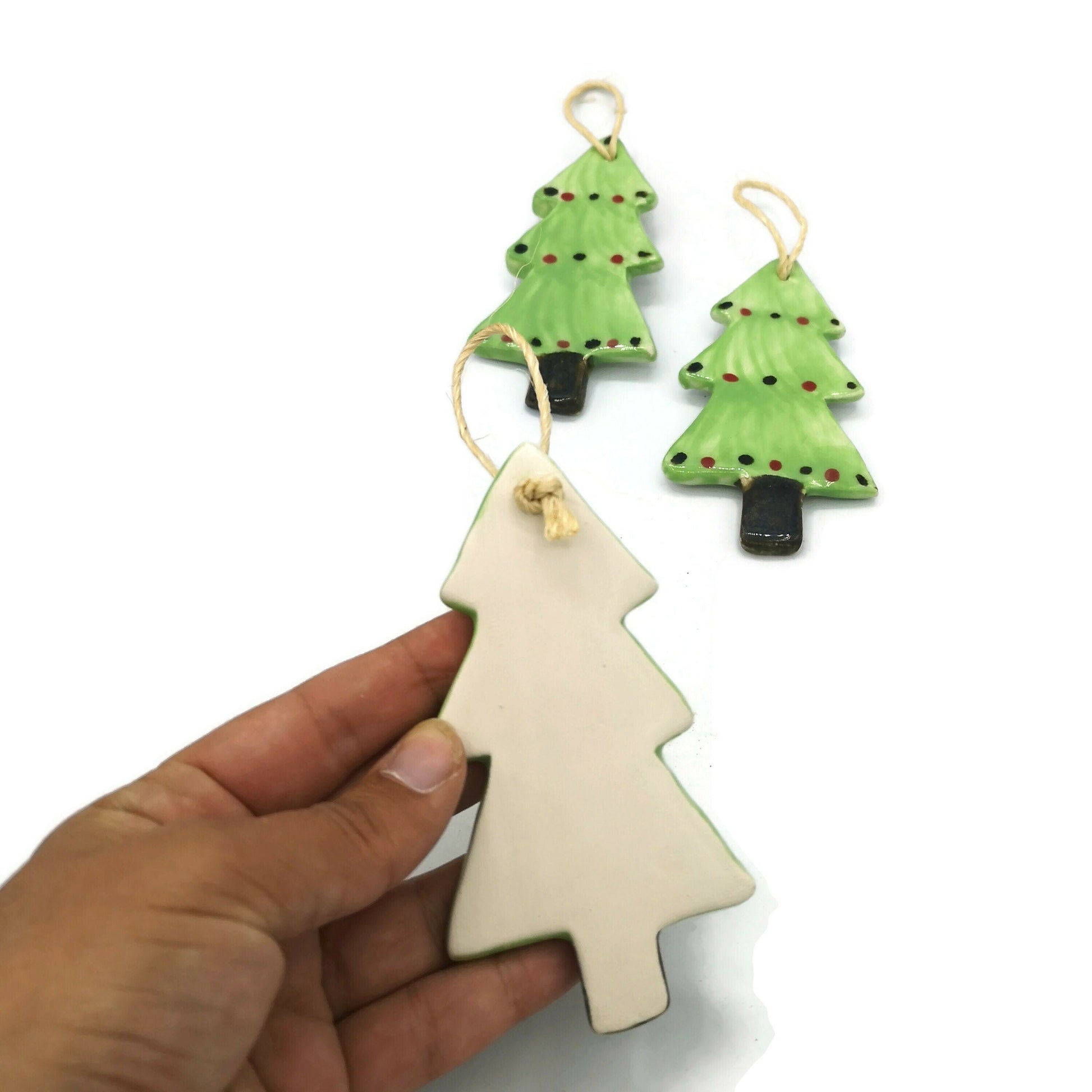 3Pc ceramic christmas tree wall hanging, mom christmas gift from son, christmas ornament, Secret Sister Gifts, Hand Painted Ornaments - Ceramica Ana Rafael